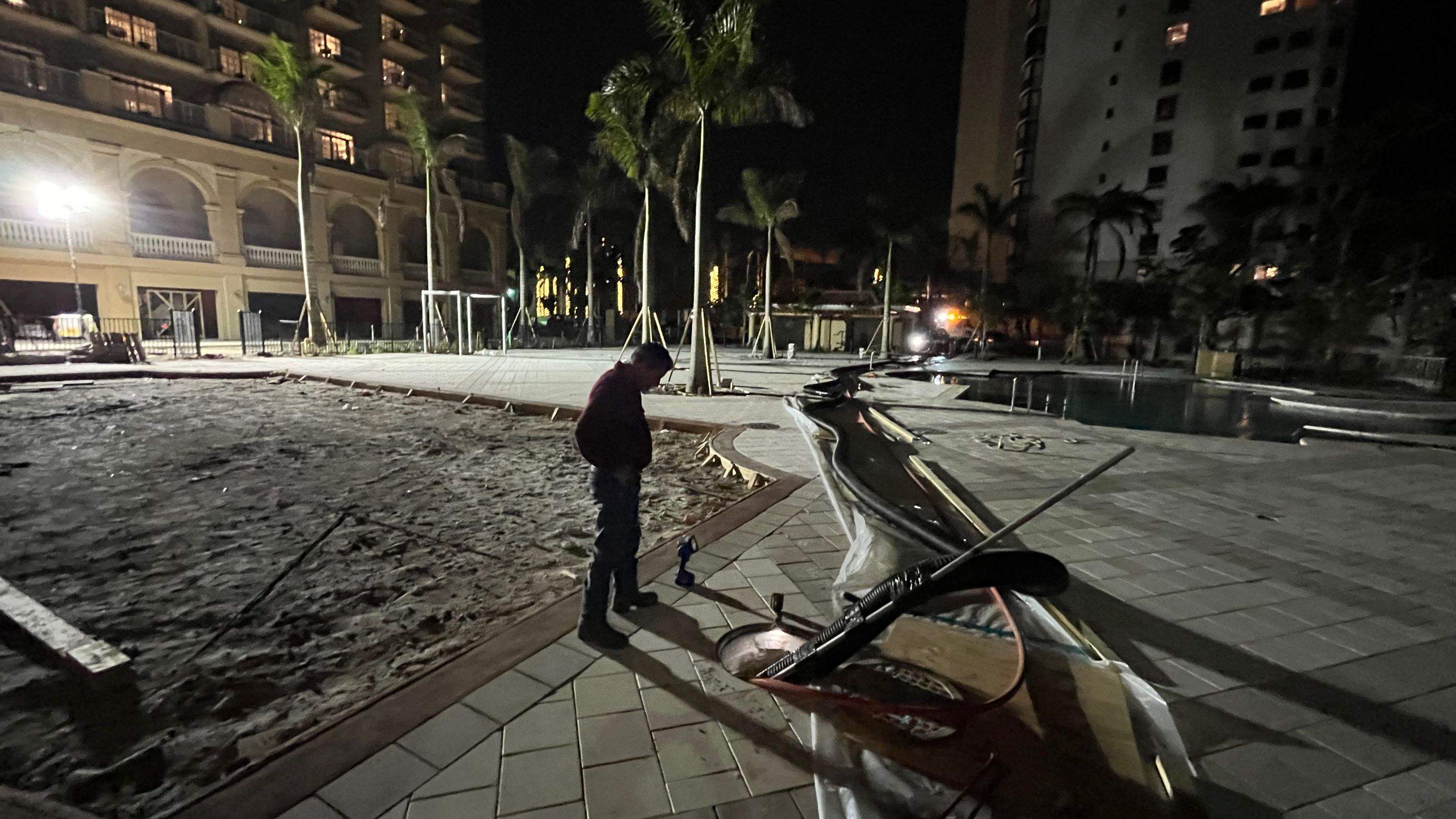 Ritz-Carlton S. Pool Deck & S. Service Rd Drain Cleaning by APS Power & Water