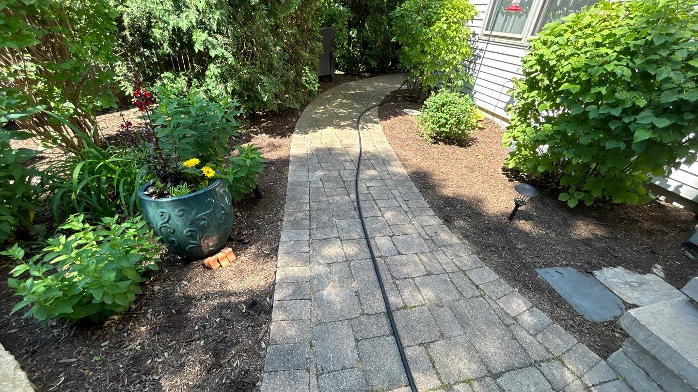Brick paver clean, sand and seal.  using Polysweep polymeric sand by Northern Power Washing LLC.