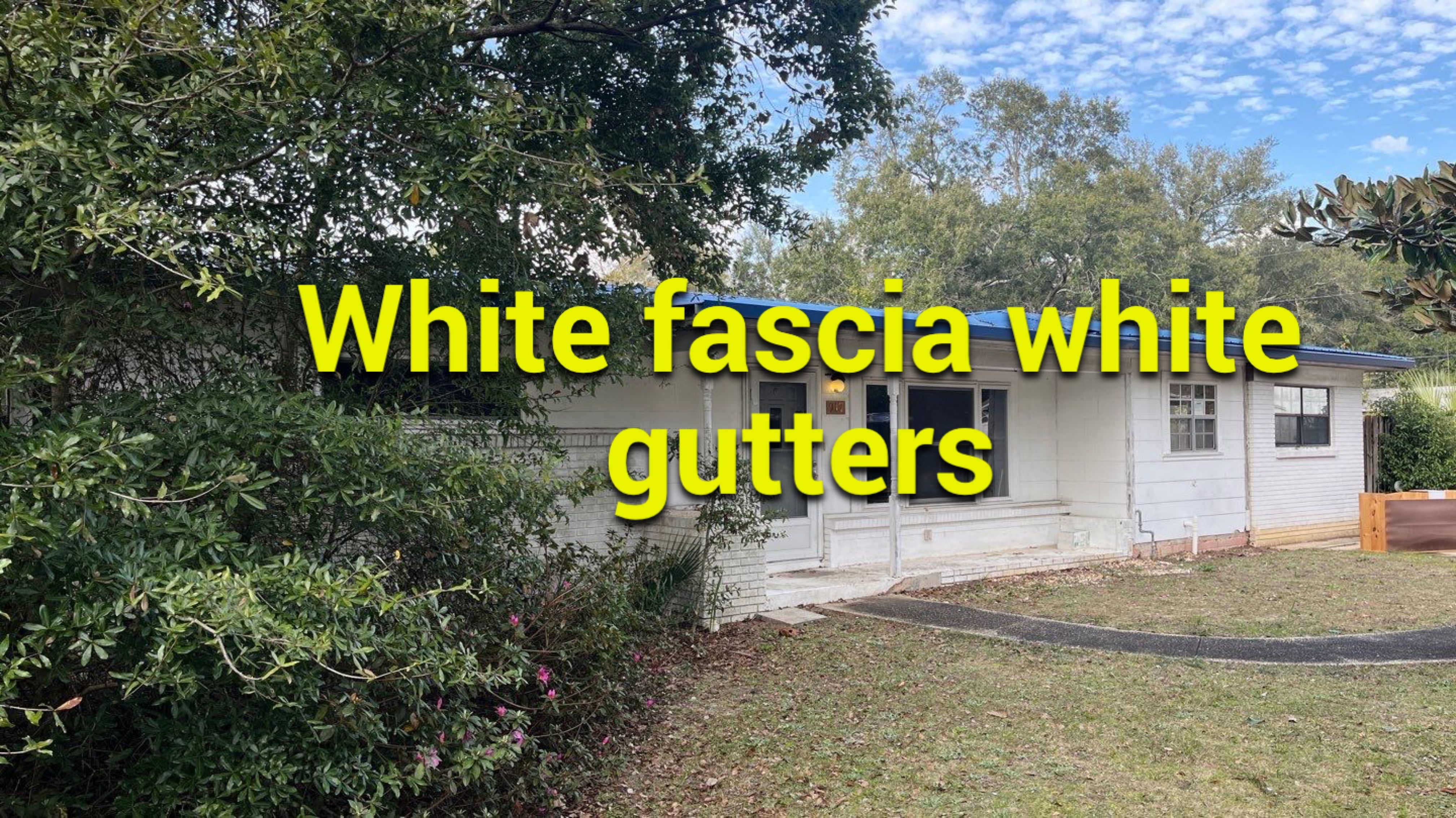 White Seamless Gutters and Black Downspouts by Gutter Professors