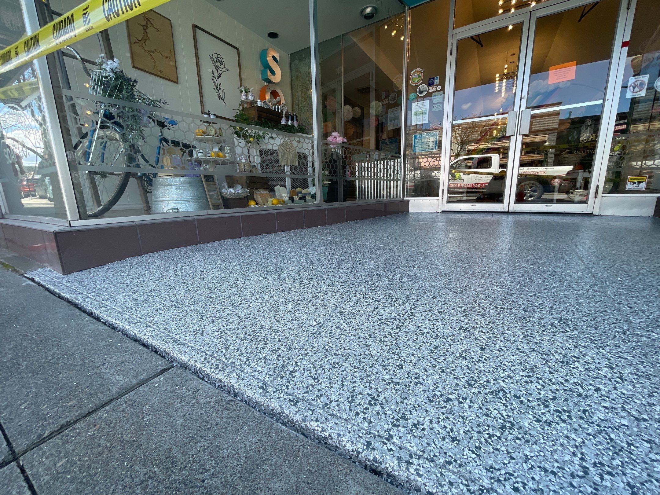 Commercial Floor Transformation using Slate Stone by Croc Coatings, LLC