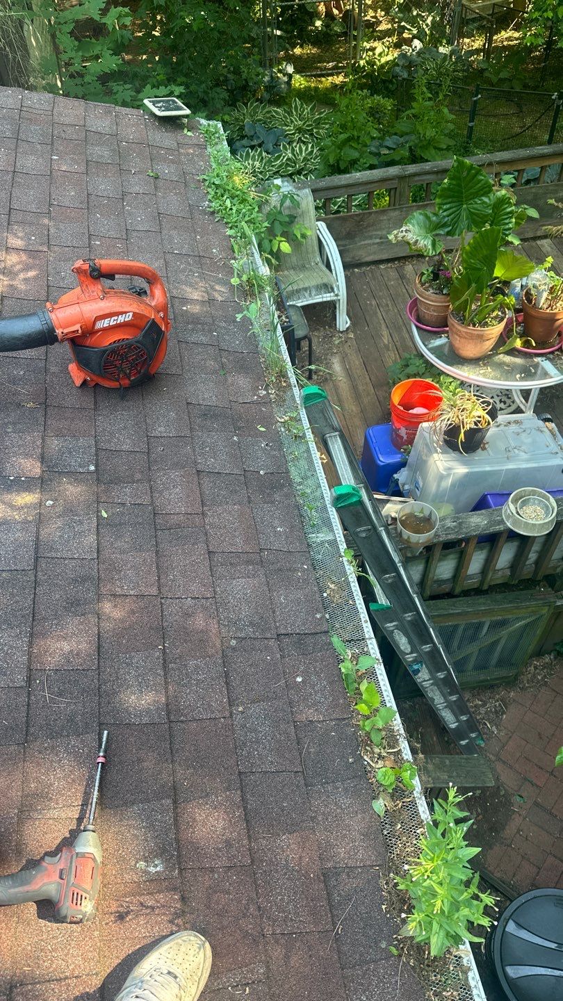 Very overdue gutter cleaning and screening by Above All Gutters 