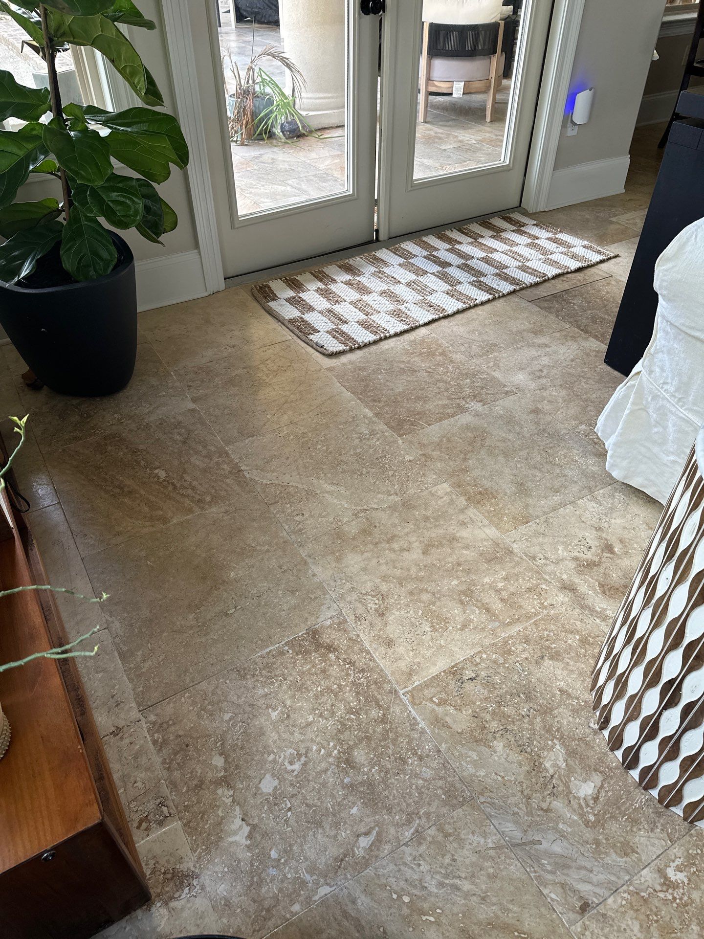 Travertine Floor Restoration in Gautier, Mississippi by Cornerstone Hard Surface Restoration