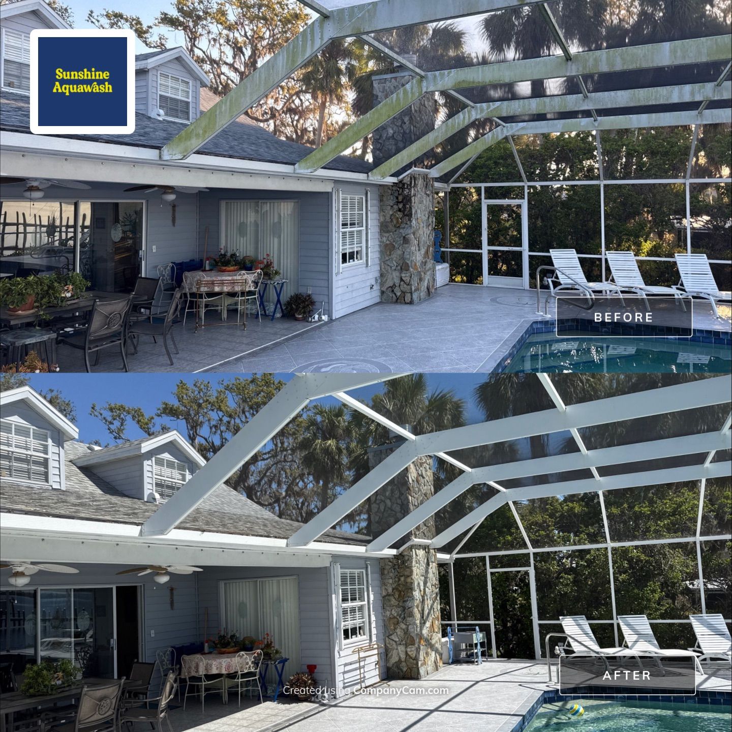 🏡 From Green to Clean! 🌊 Epic House & Pool Cage Cleaning on the Manatee River | Ellenton, FL 💦 by Sunshine AquaWash