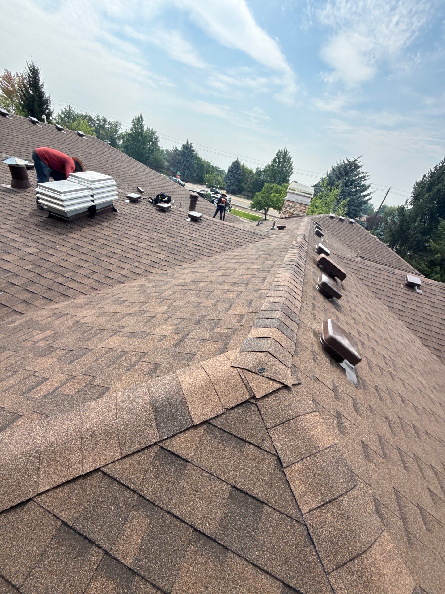 Boise Commercial Roof Replacement with Brown Architectural Shingles by Olive Roofing