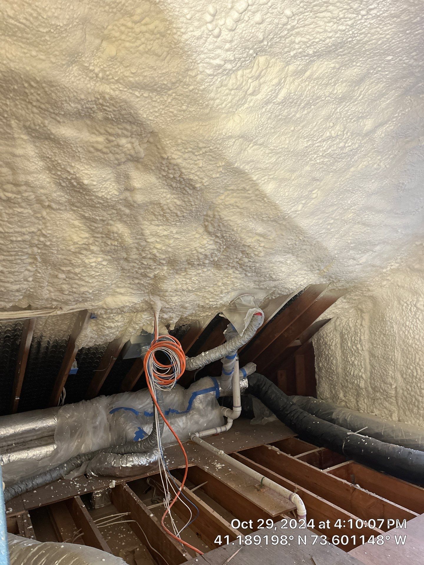 Attic Insulation using open cell spray foam by NYS Foam & Energy