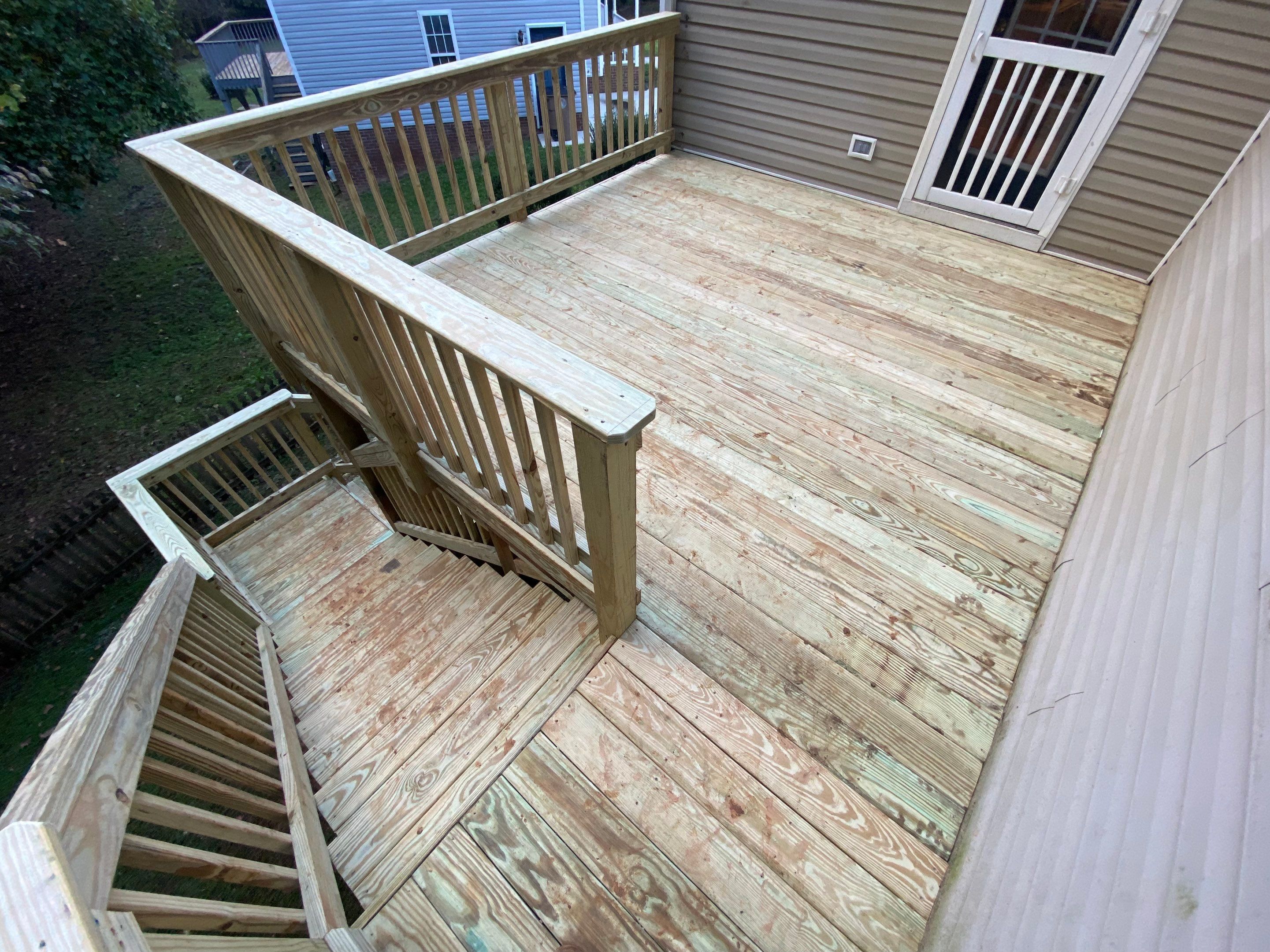 Pressure-Treated Deck Resurfacing and Stair Replacement in Wake Forest by The Remodeling Company