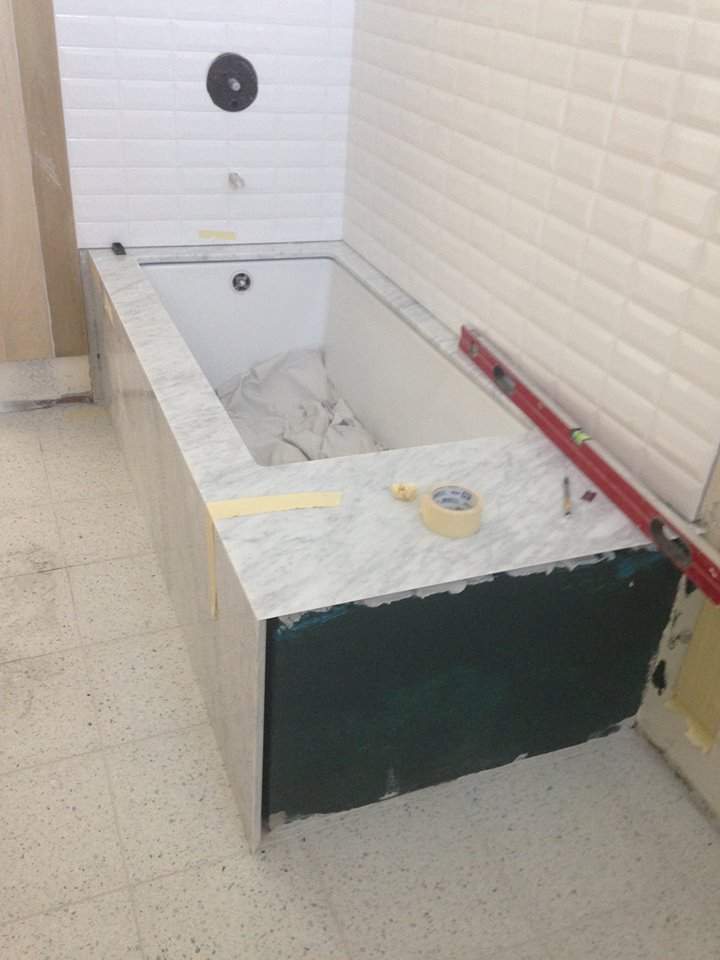 Bathroom renovations in porgress by Mena stone surfaces