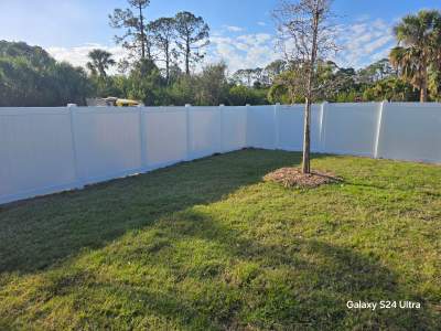 Residential White Vinyl Privacy Fence Installation in North Port