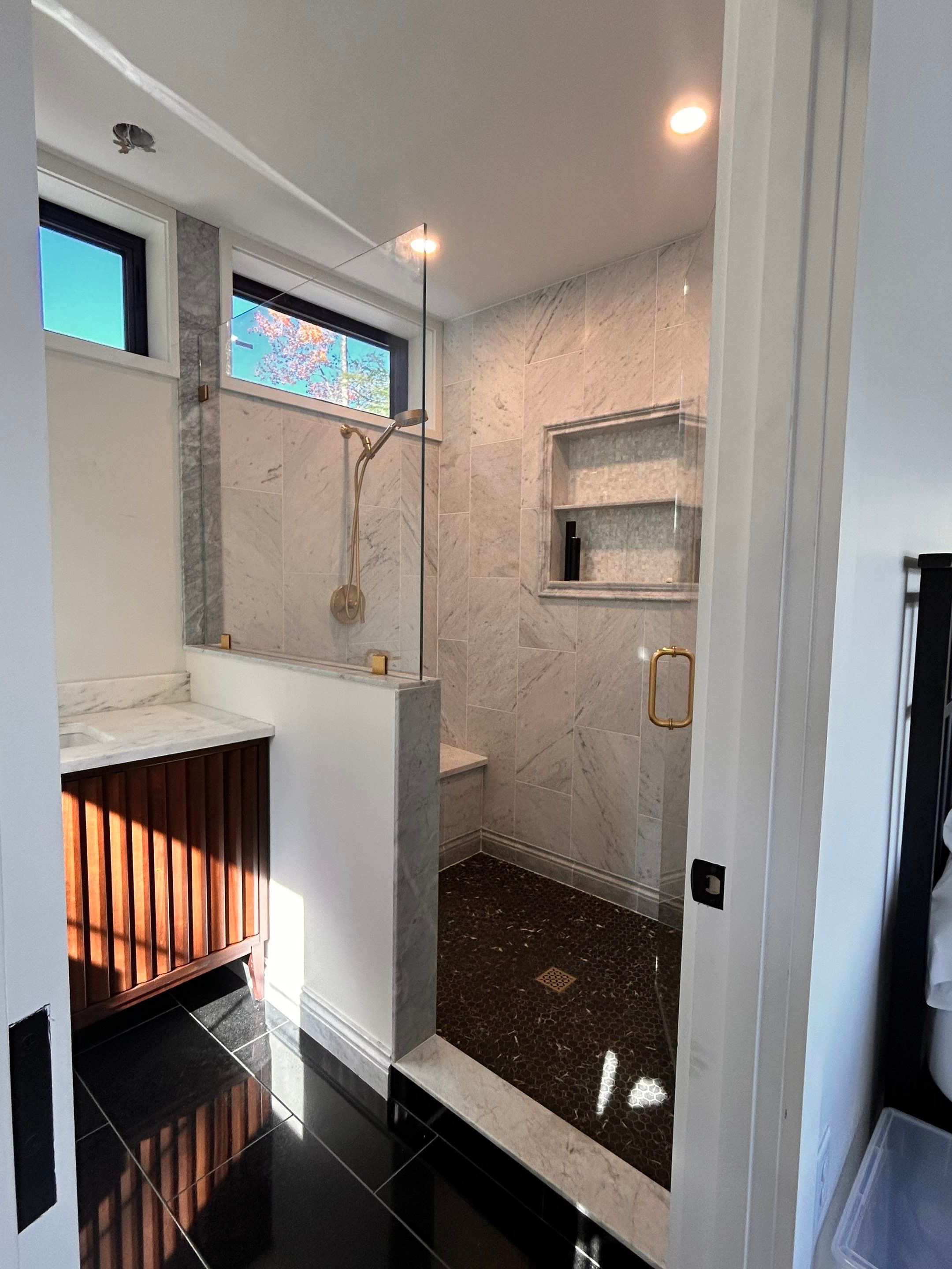 Frameless Shower Enclosure & Glass Top for Coffee Table by Cheshire Glass Company