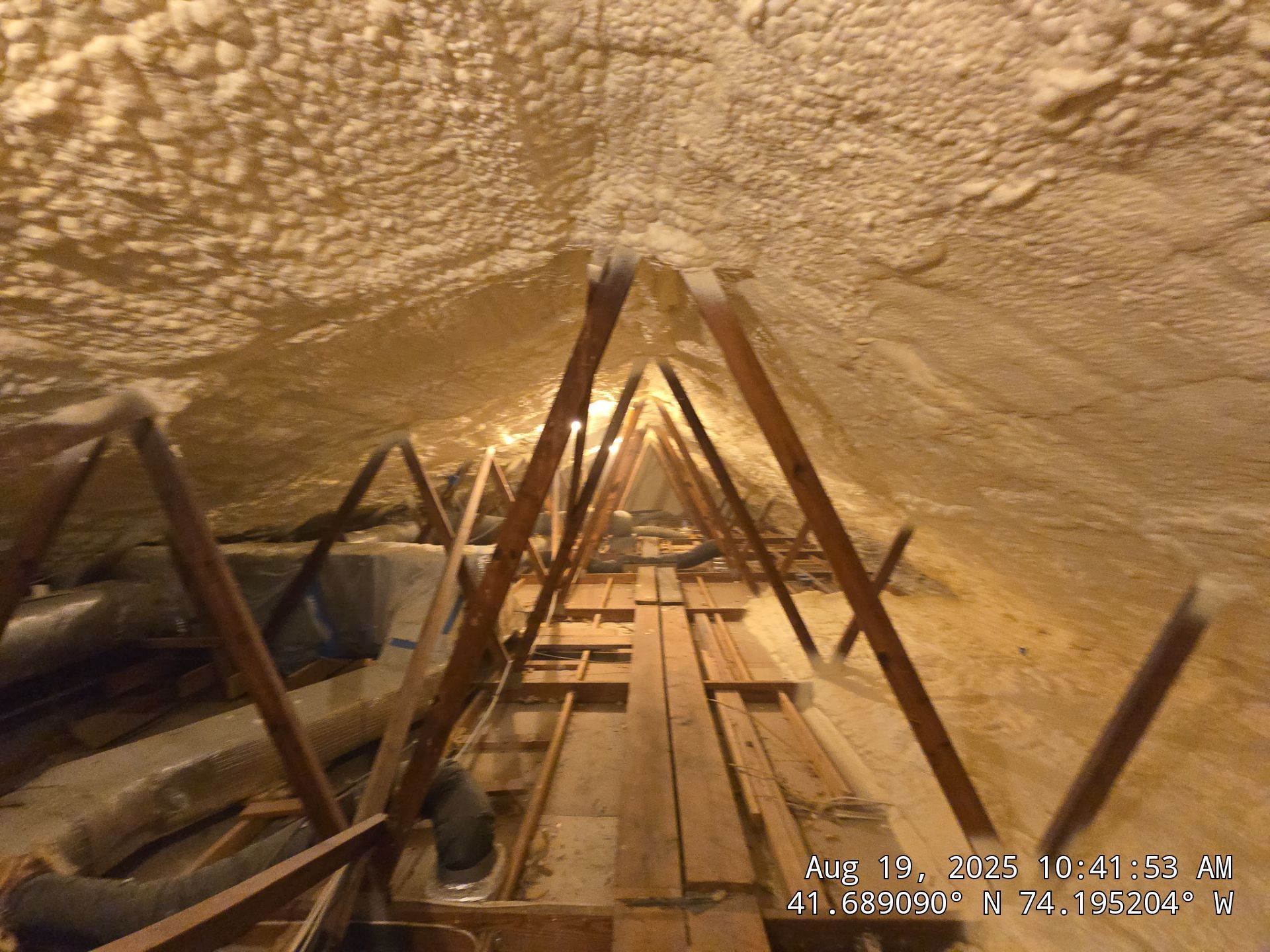Attic Insulation using open cell spray foam by NYS Foam & Energy