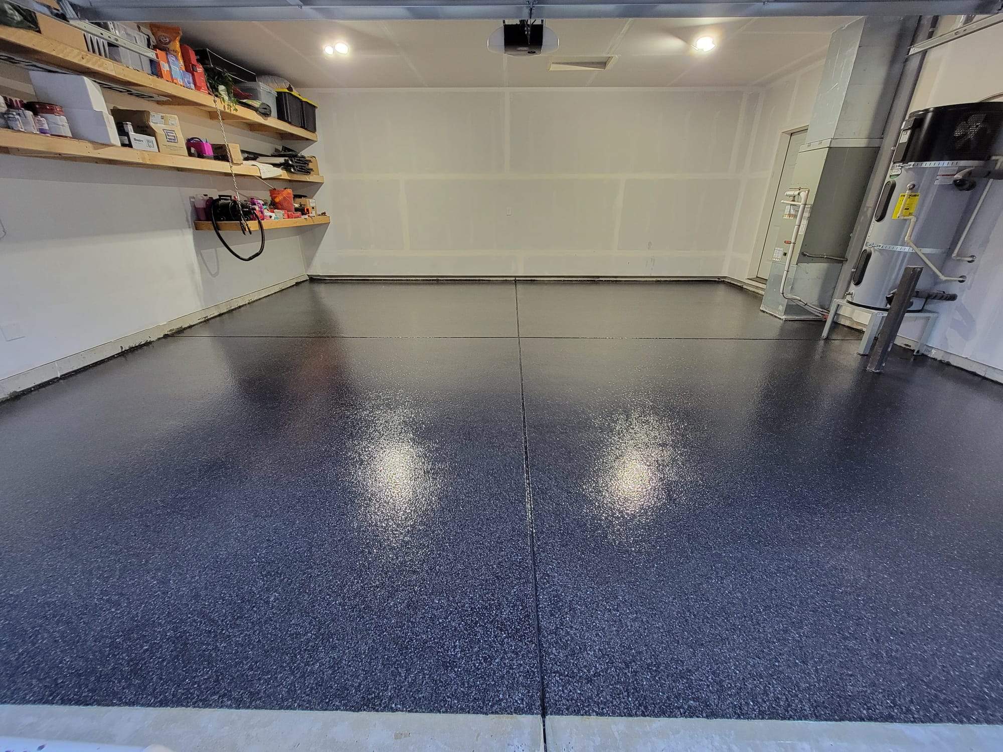 Carbon Flake Garage Shelton Wa by Concrete Coating Experts Inc.