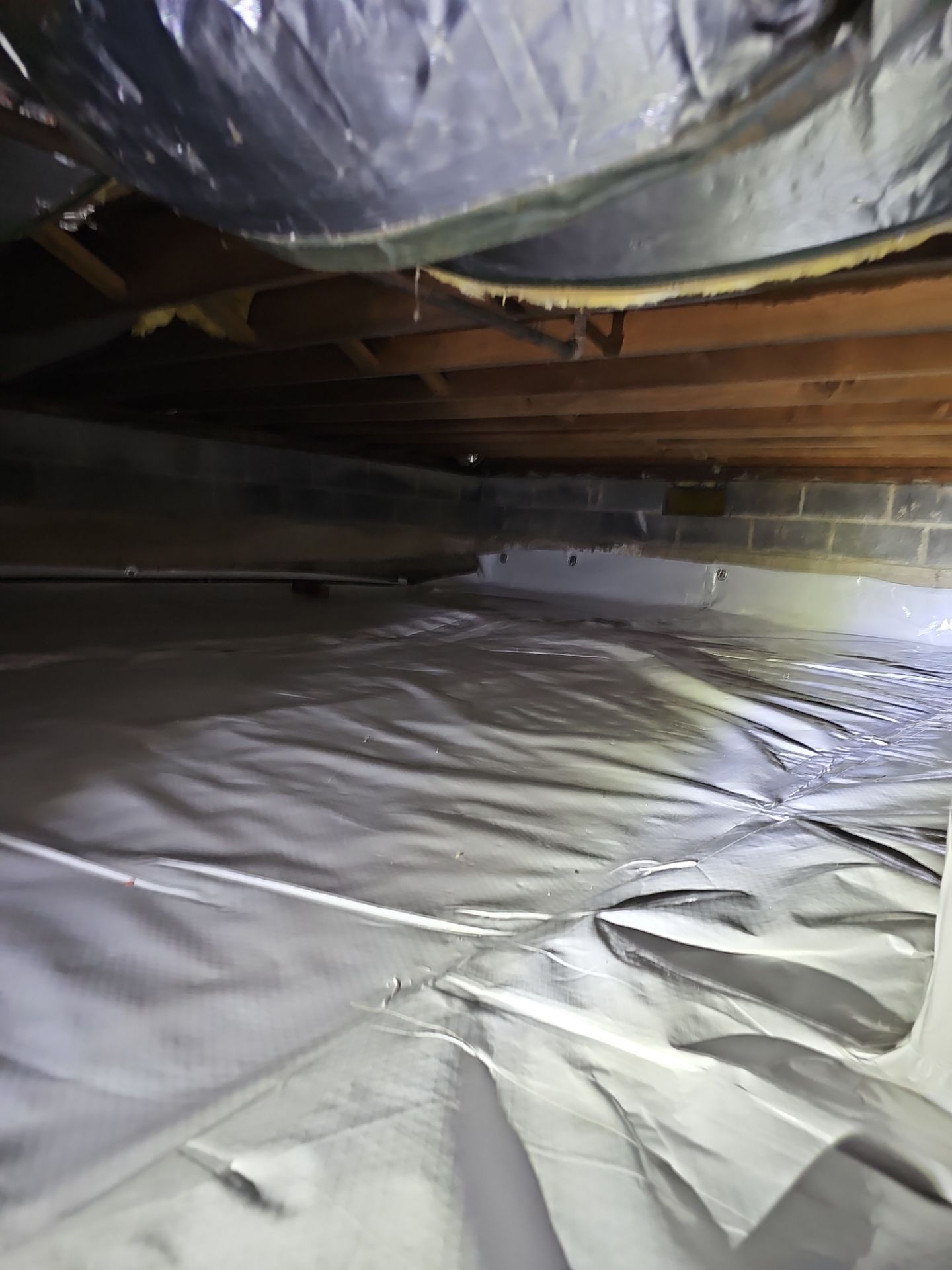 Basement Exterior Walls using Crawl Space Liner by NYS Foam & Energy