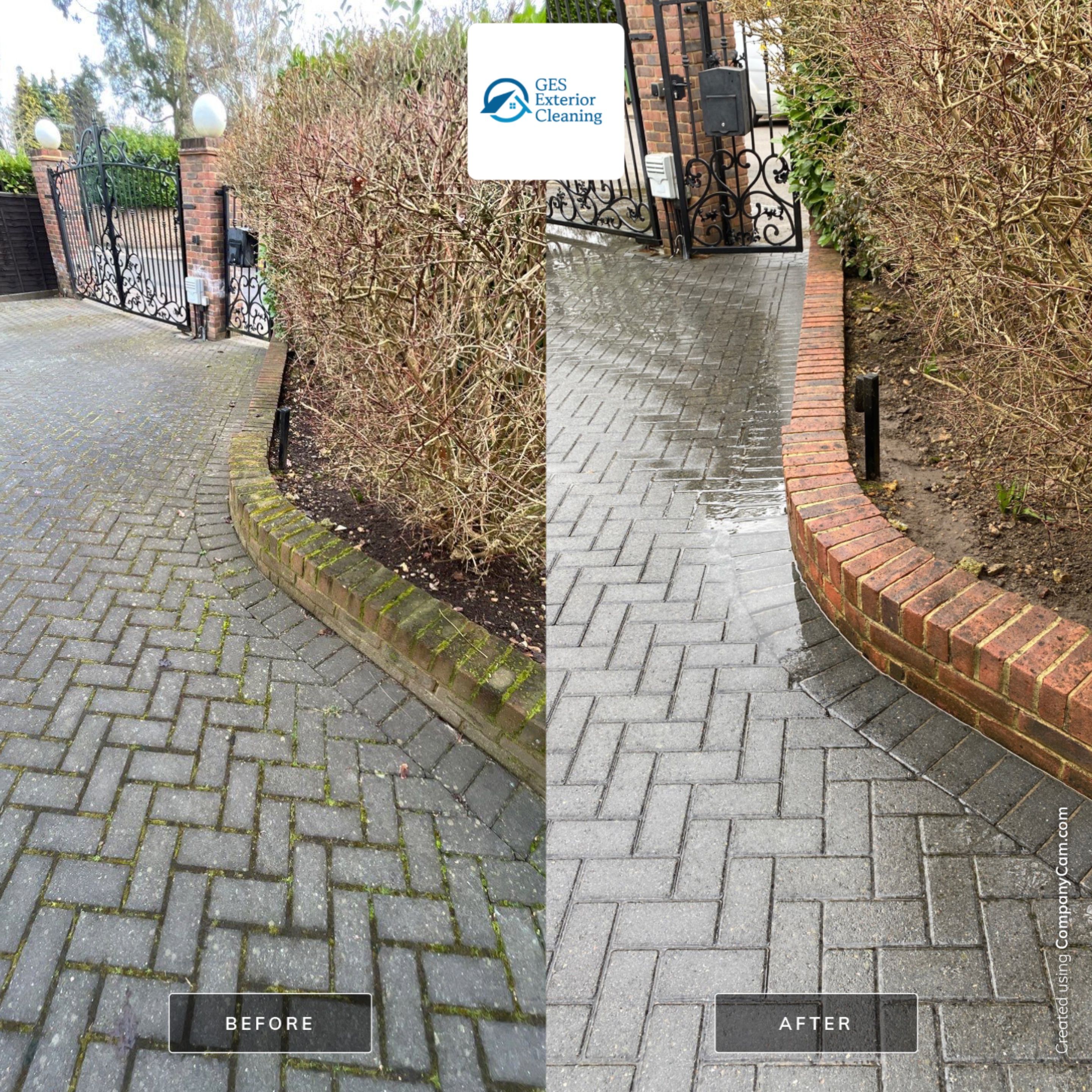 Driveway - Patio - Render Clean using honda 21 ltr/min by Ges Exterior Cleaning ltd
