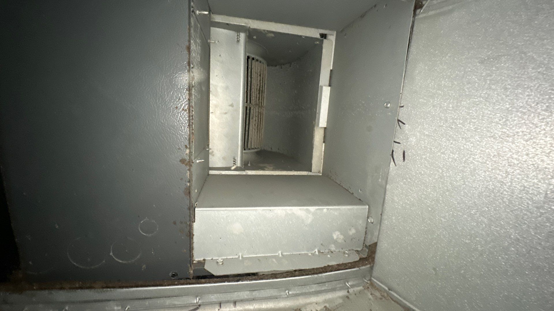 Air Duct Cleaning and Suspect Growth Removal Before and After Video/Photos Removal of mechanical component. by All Seasons Air Duct Cleaning 