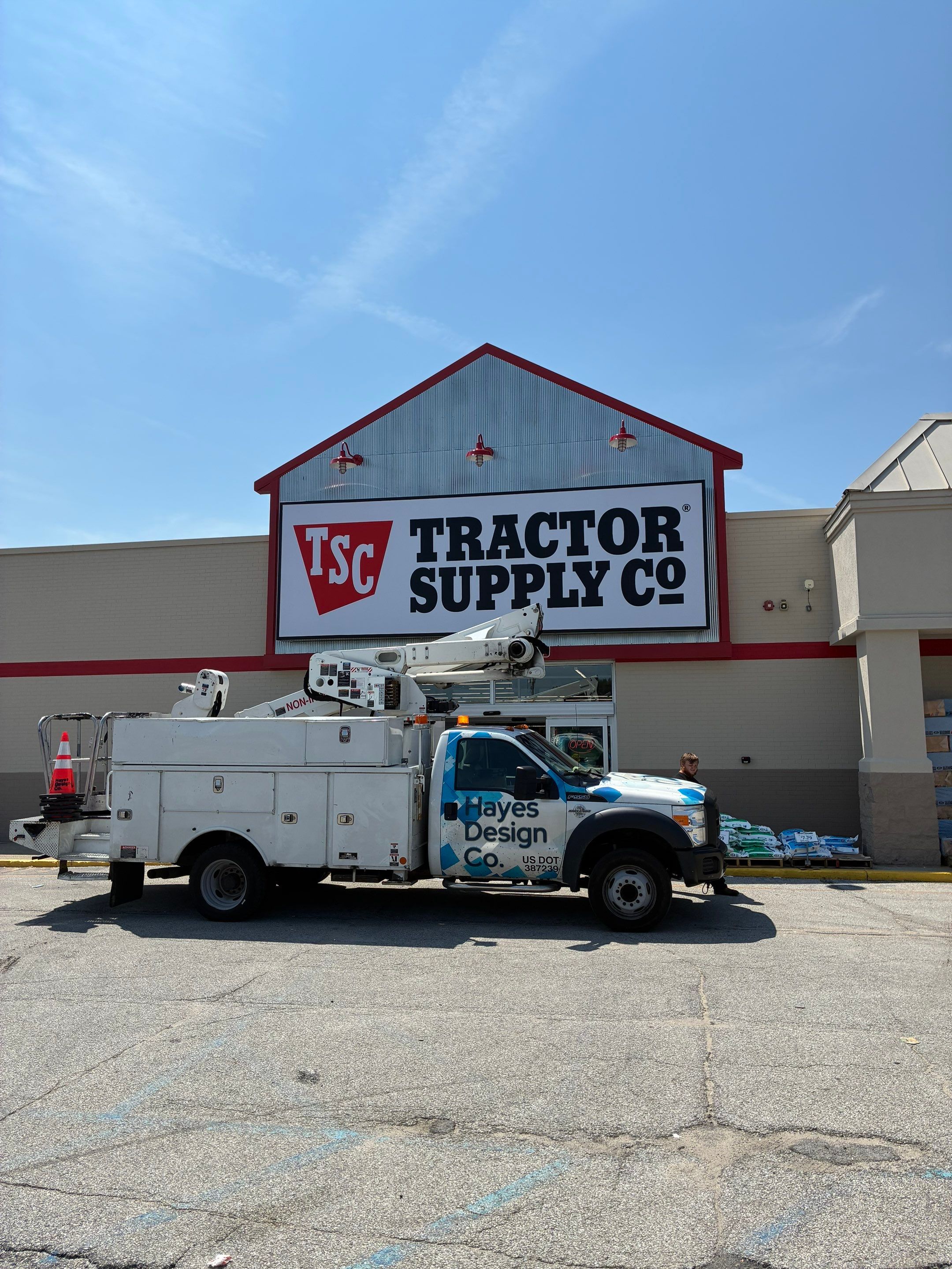 Commercial Building Signage and Exterior Lighting Installation in Knox by Hayes Design co