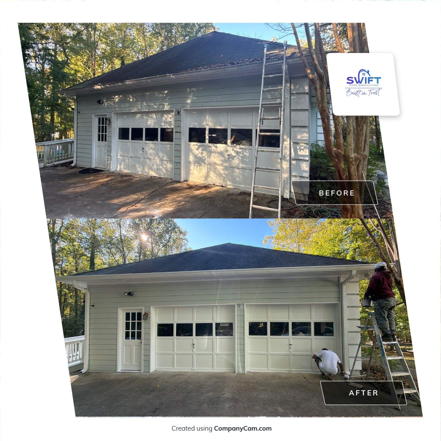 Exterior Residential Painting and Deck Refinishing in Canton, Georgia by Swift Home Renovations 