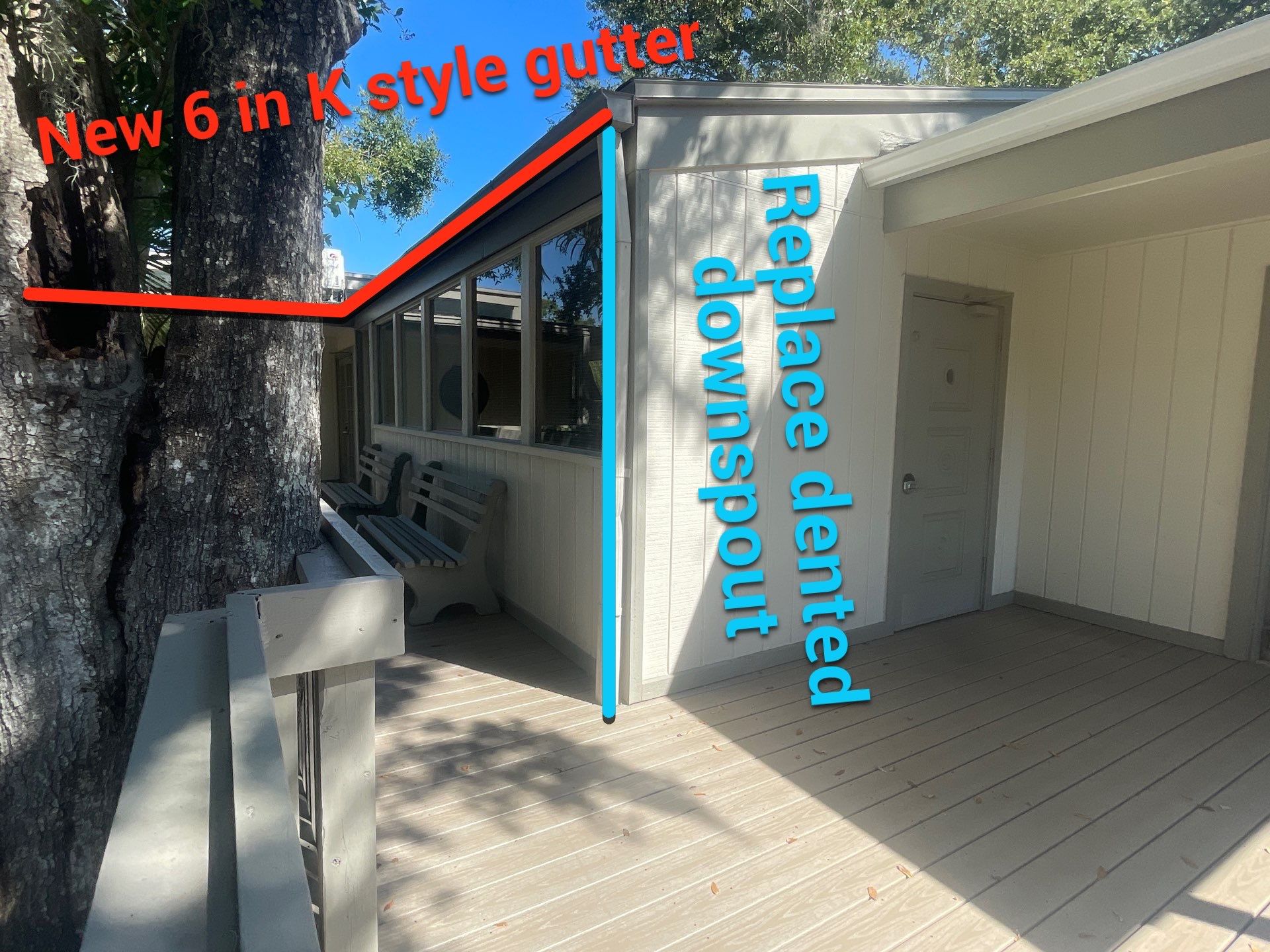 White Gutters Repair and Installation in Sarasota FL by Gutter Professors