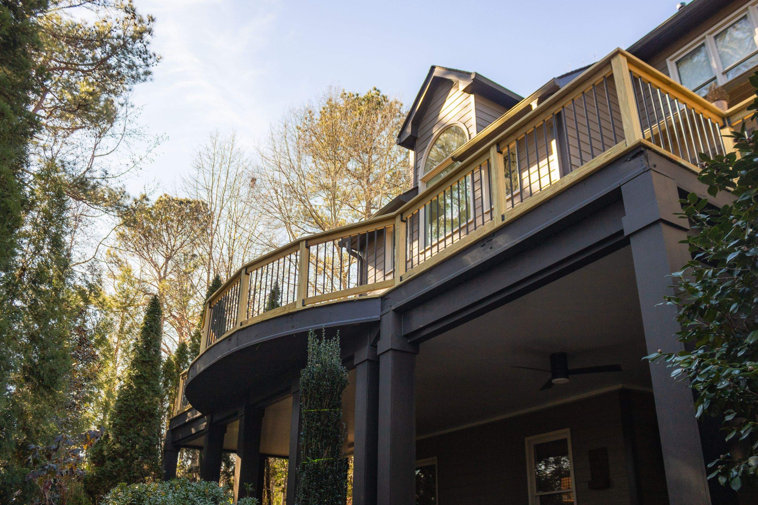 Deck Build using Pressure Treated Pine with Timbertech Deck Lighting by Nelson Exteriors 