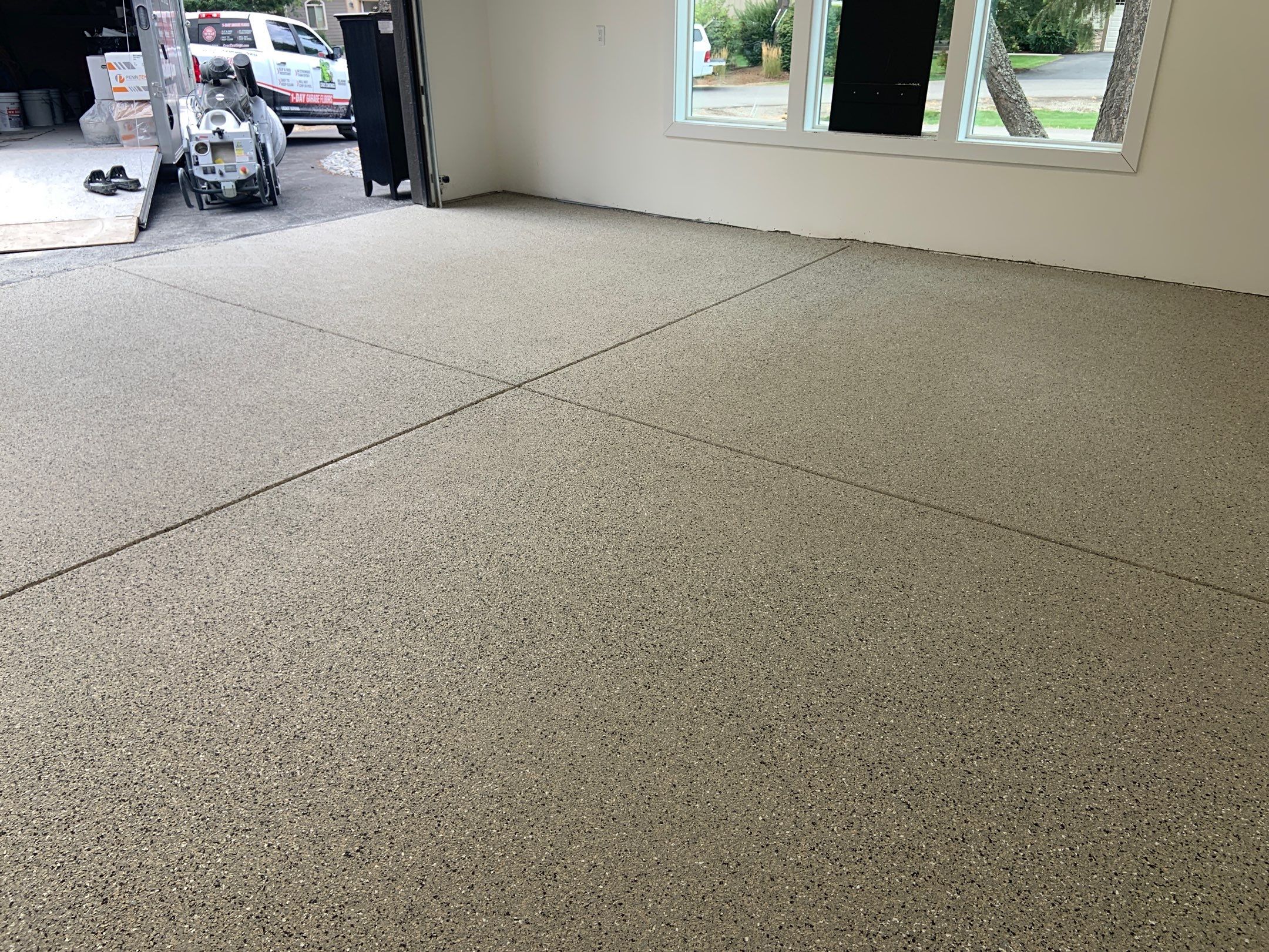 Garage Transformation using Mediterranean Colorway by Croc Coatings, LLC