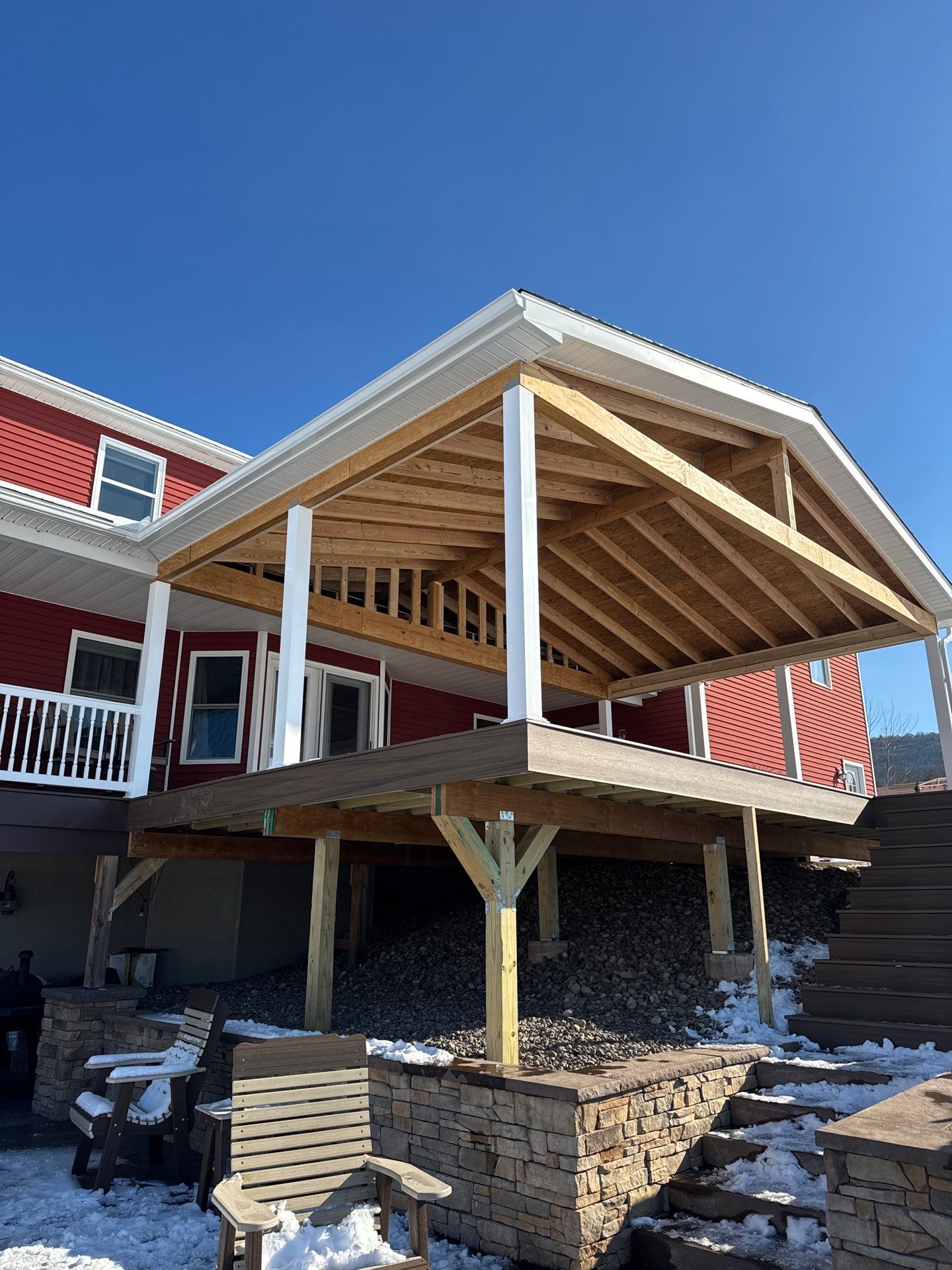 Covered Deck Addition With Custom Gable Roof in Tower City by Esh Builders