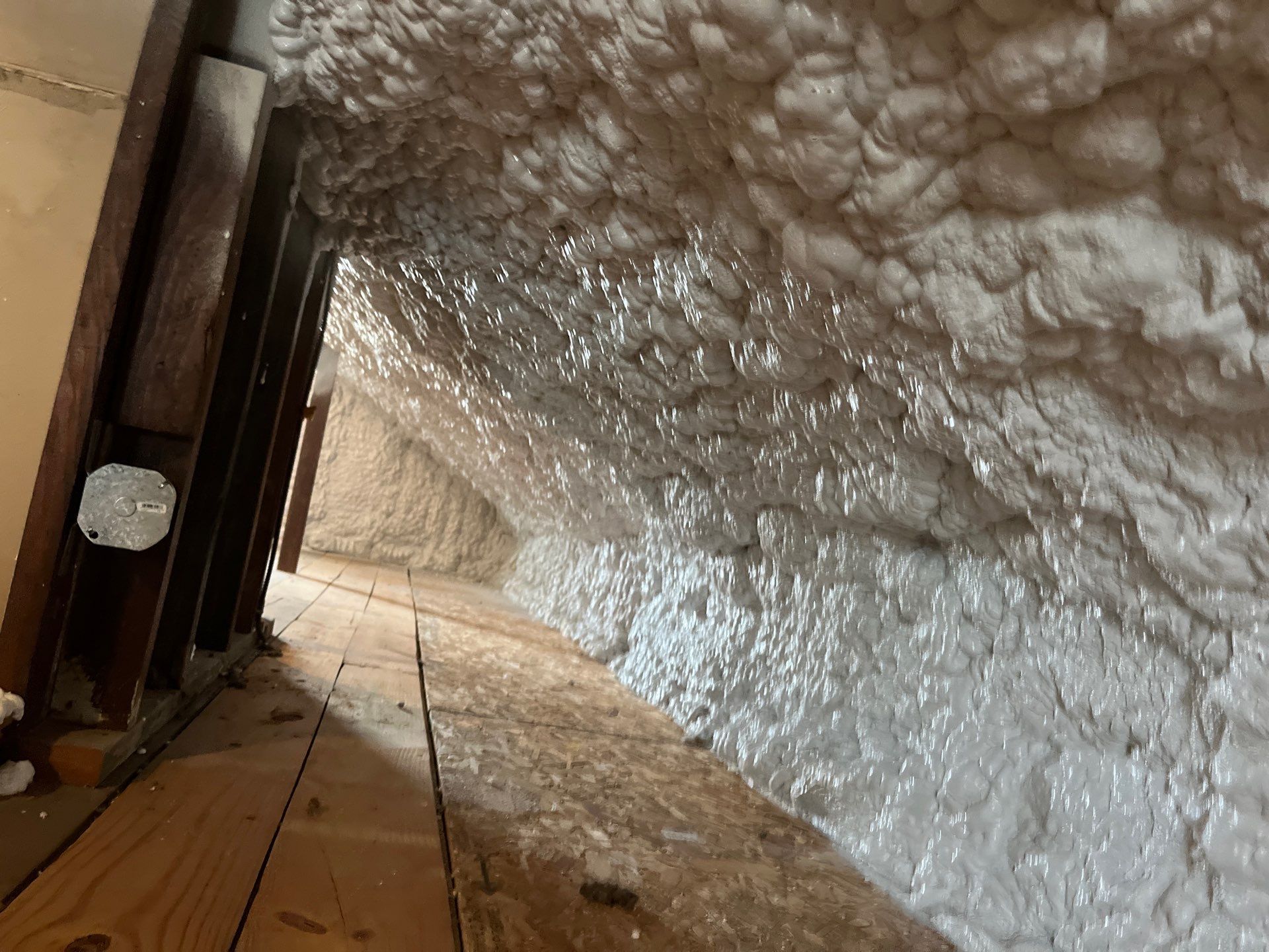 Attic Insulation using open cell spray foam by NYS Foam & Energy
