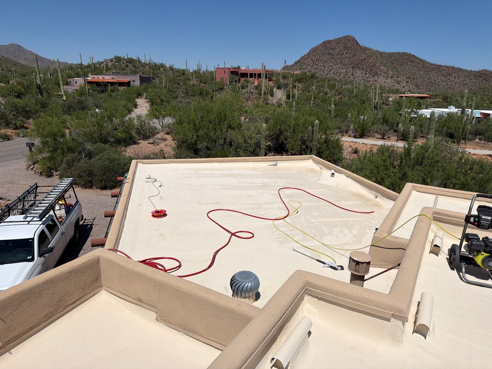 Residential Flat Roof Elastomeric Coating and Restoration in Tucson by West Coast Roofing AZ