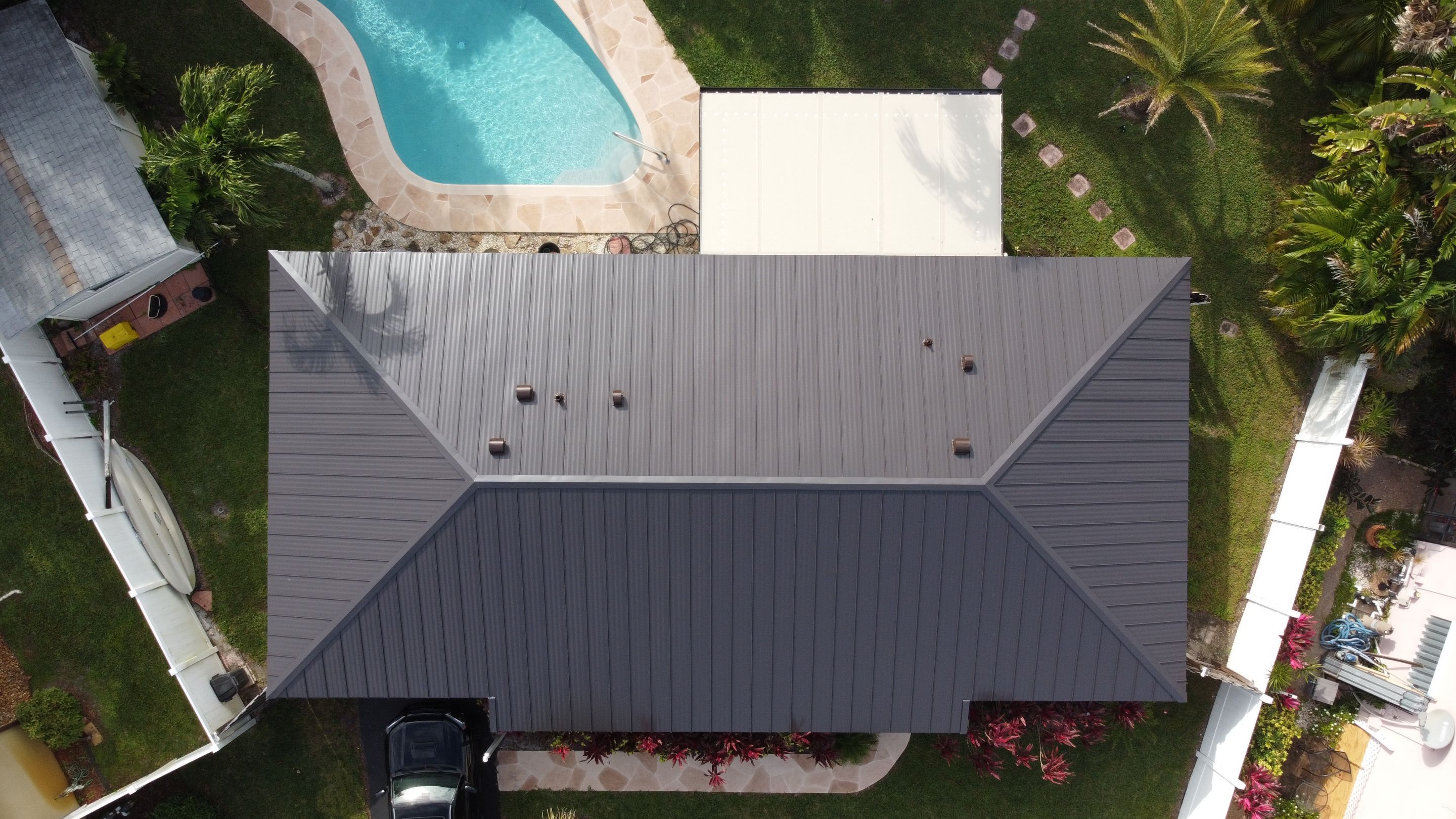 Residential Roofing Installation using 1" Nail strip metal roof by BLUES BROTHERS ROOFING