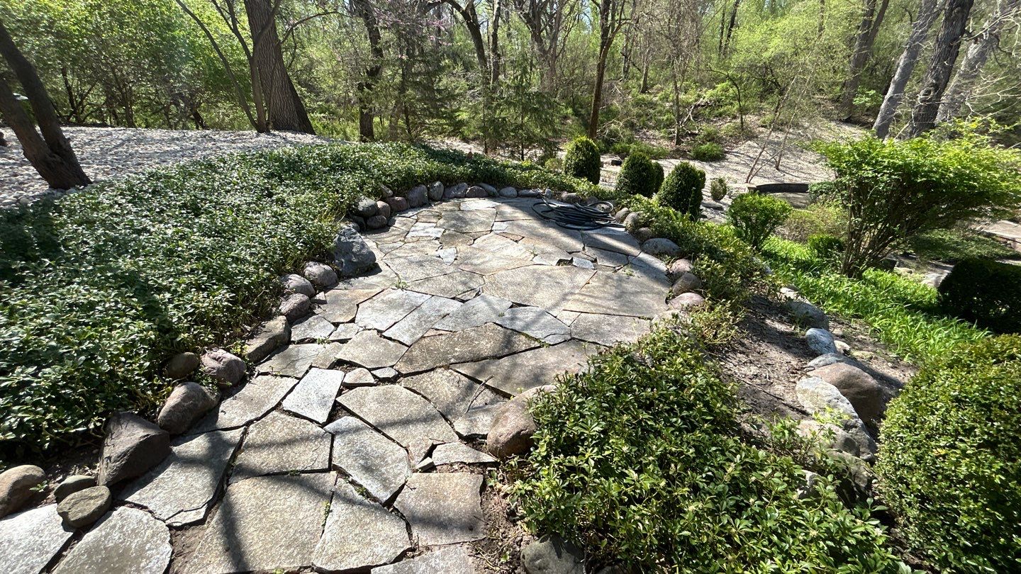 natural stone using Algaecide, soft wash soap by Northern Power Washing LLC.
