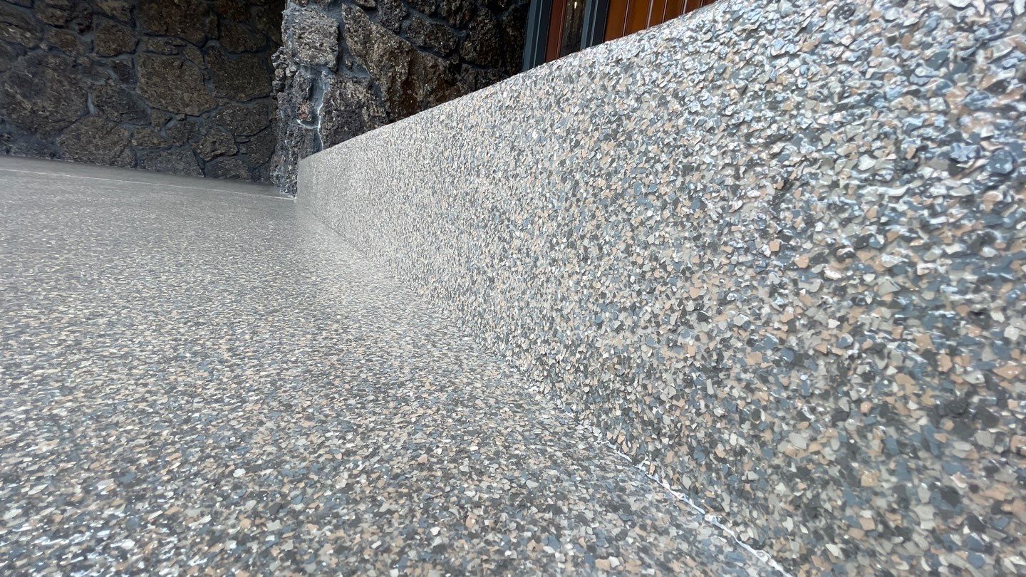 Patio Transformation using Rockford 1/8" Flake by Croc Coatings, LLC