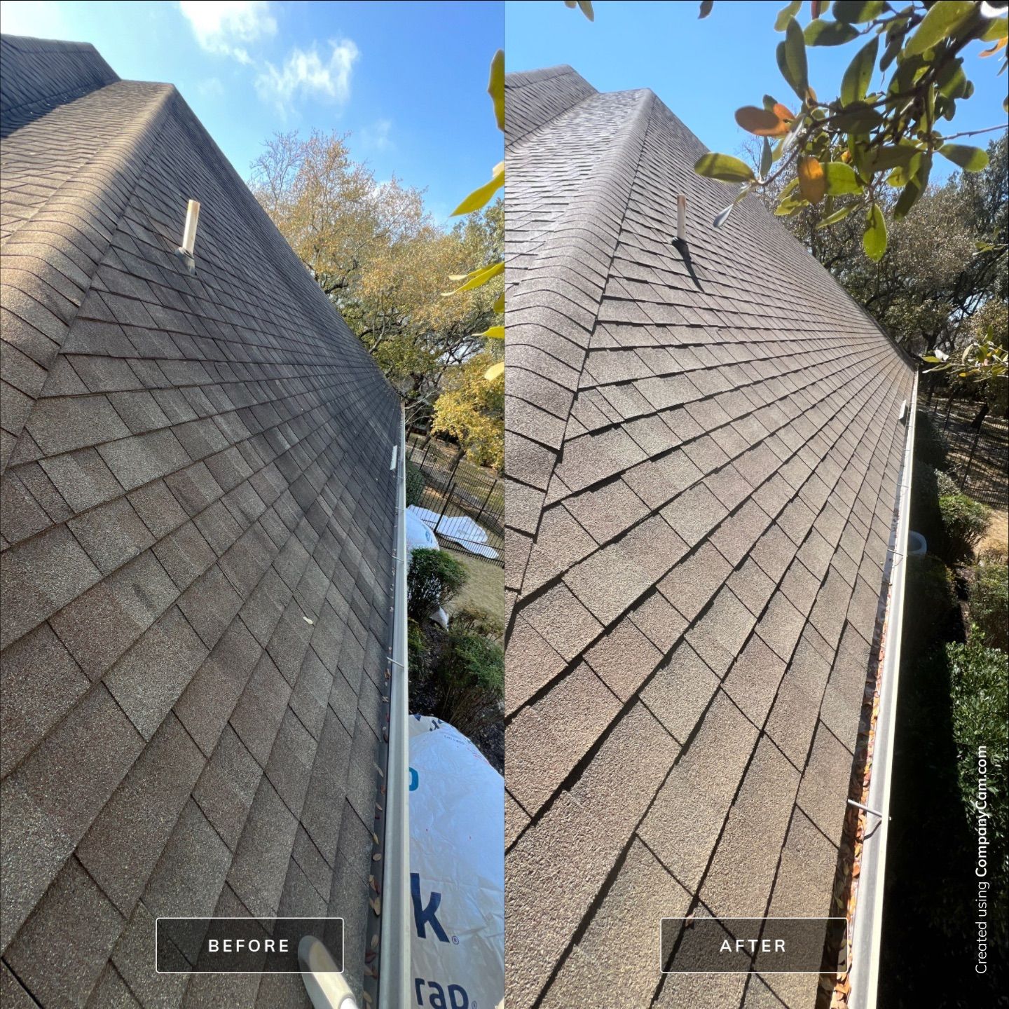 Shingle Roof Washing Project in San Antonio by Bright Choice