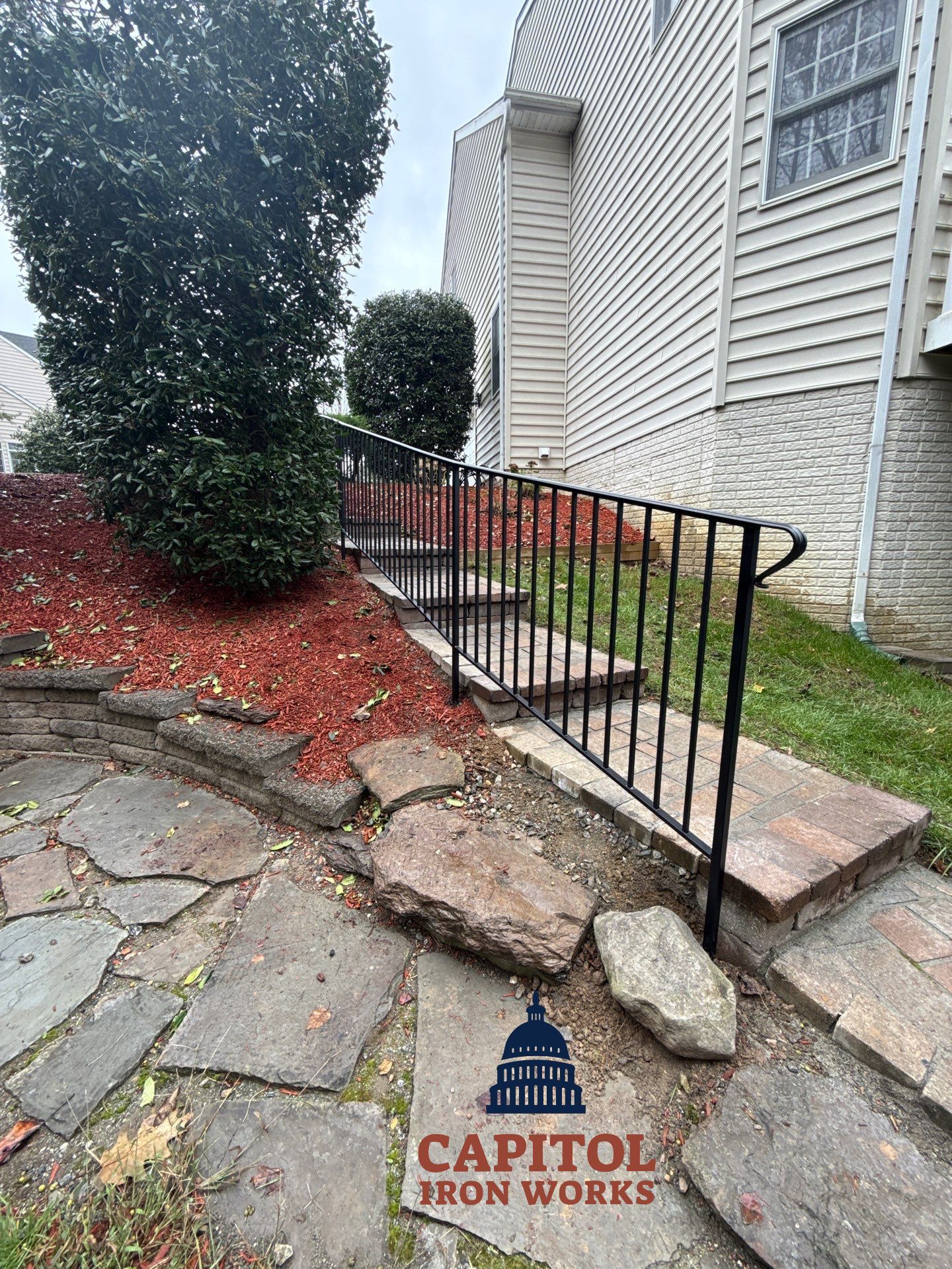 Curved Iron Stair Railing - Bowie, MD by Capitol Iron Works