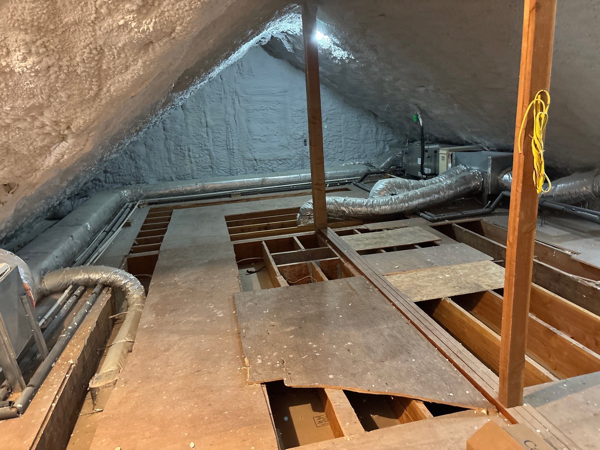 Attic Insulation using open cell spray foam by NYS Foam & Energy