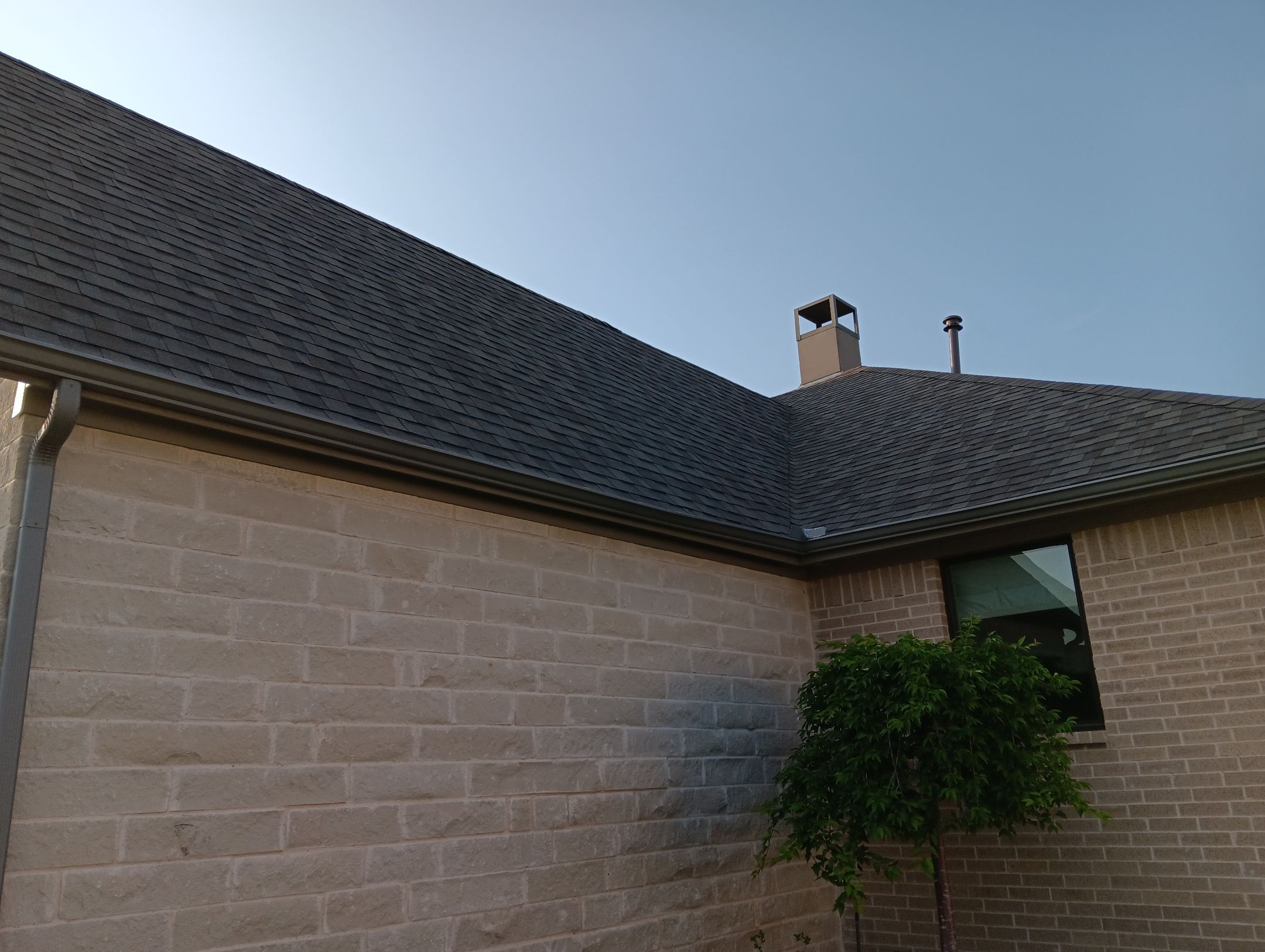 Insurance Claim Roof and Gutters using Certainteed Landmark Weathered Wood by Tex-Line Roofing