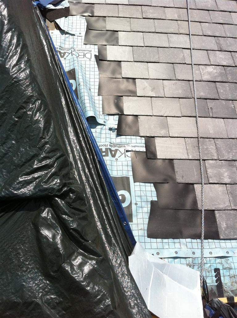 Historic Building ROOF REPLACEMNT with GAF TruSlate  on steep slop and Versico 60mil TPO on flat roof by Gorilla Exteriors Contracting, LLC