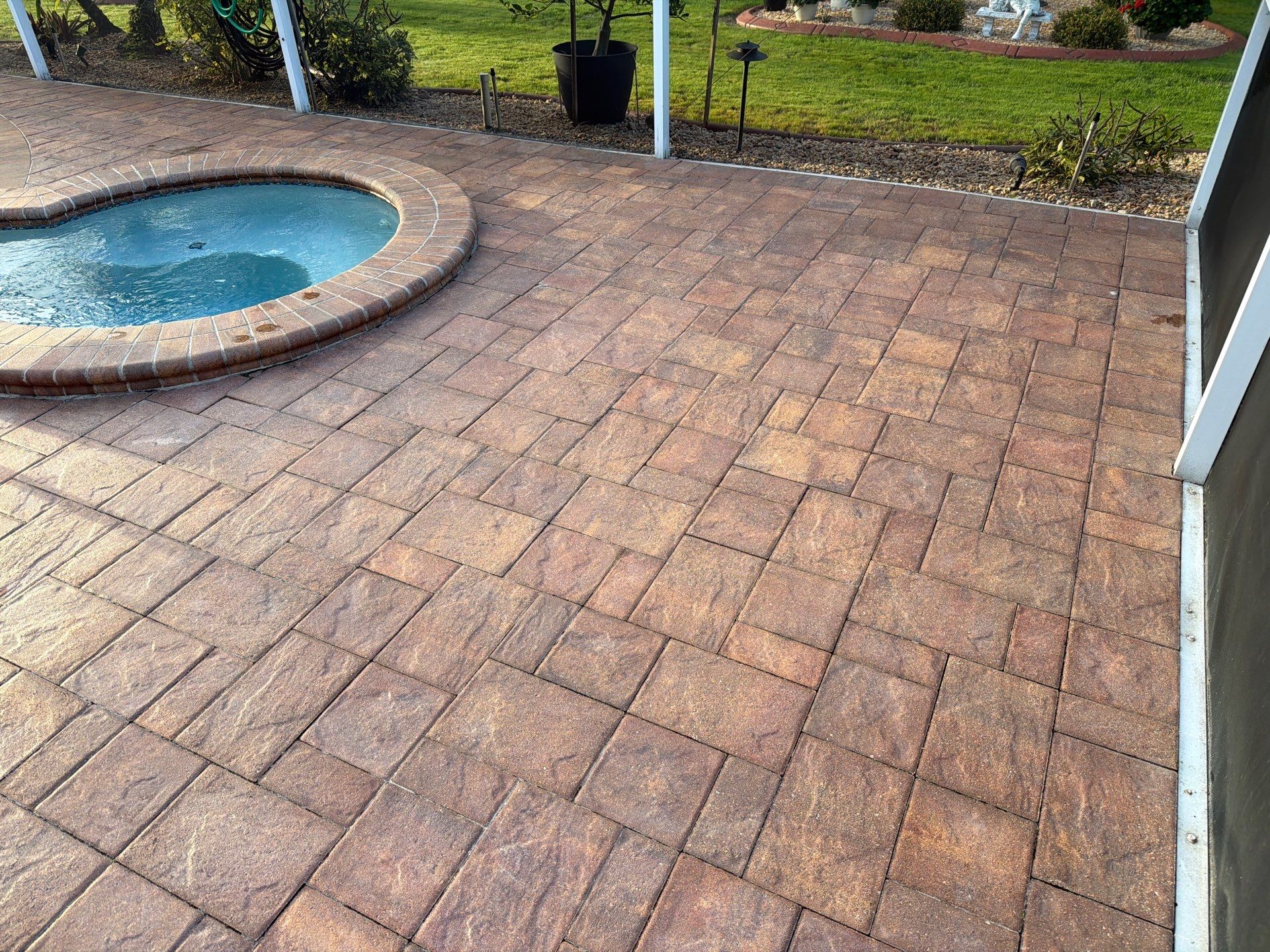Paver Sealing and Striping for Sun City Center Pool Deck by Supreme Paver Experts