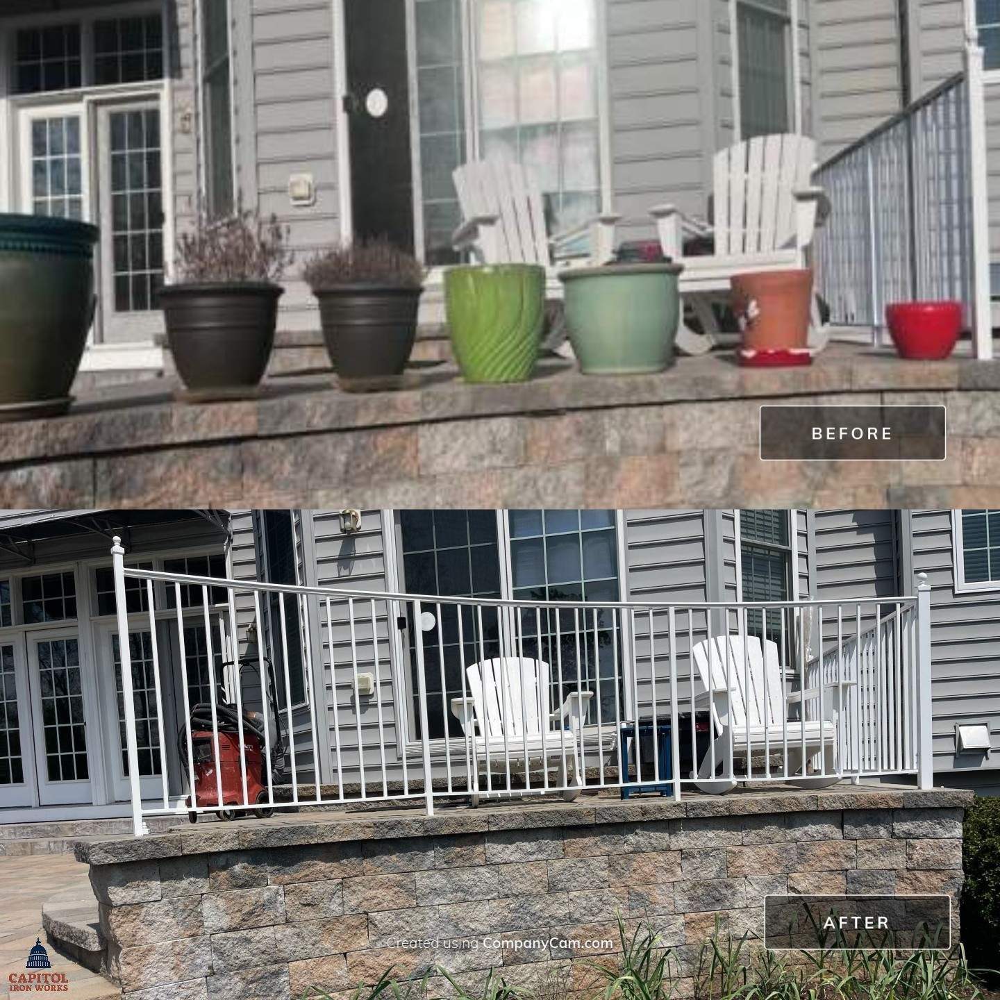 Traditional White Aluminum Railing – Residential Porch – New Market, MD by Capitol Iron Works