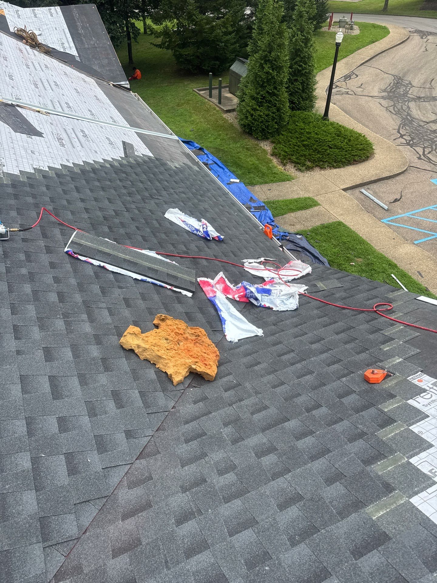 Commercial Roofing Installation using GAF Timberline HDZ Charcoal by Rainstoppers Roofing
