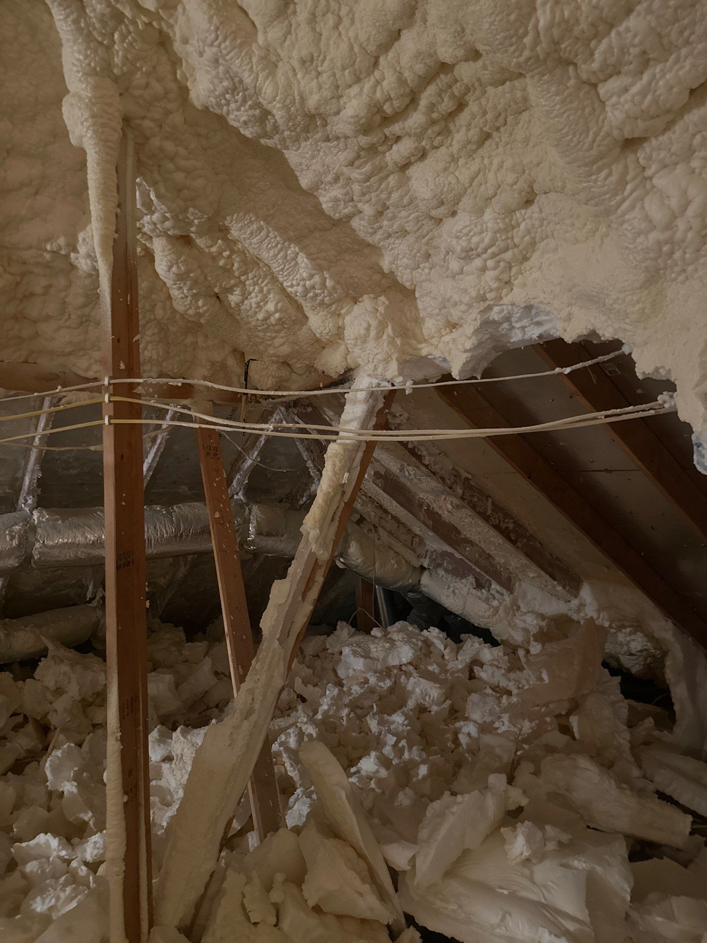 Spray foam insulation removal & re spray by Apex Insulation Solutions