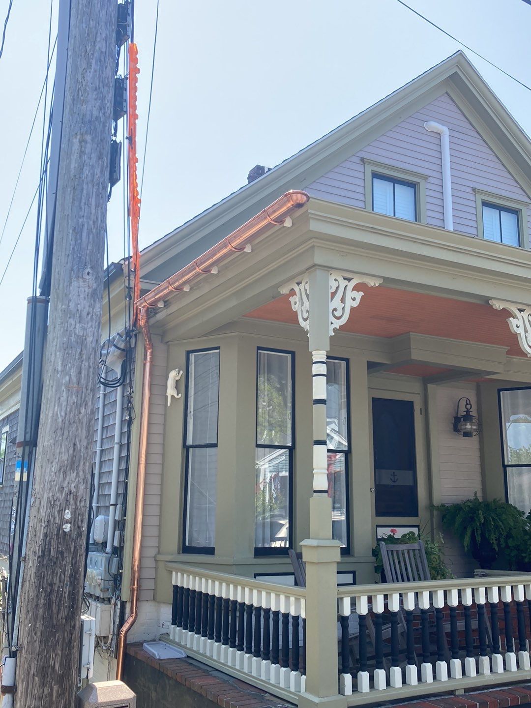 Gutter Installation using 6" Half Round Copper Gutter in Provincetown, Ma by Gutter Pro Enterprises