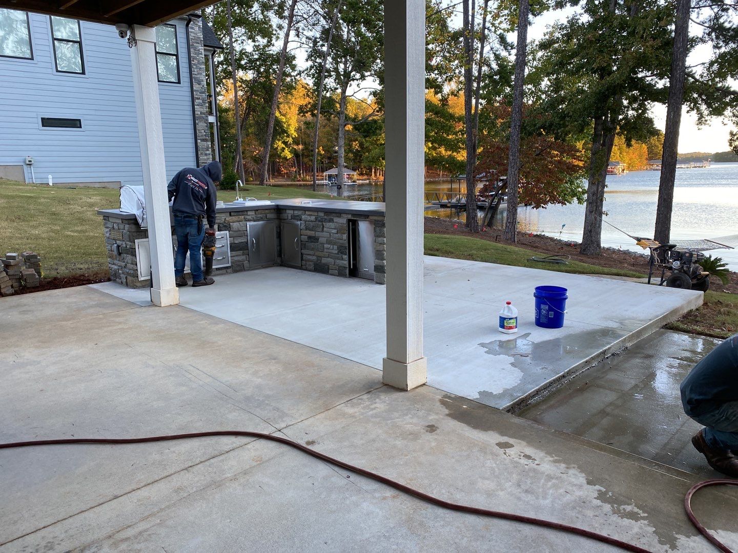 Outdoor Kitchen on Lake Keowee by Xtreme Concrete Services