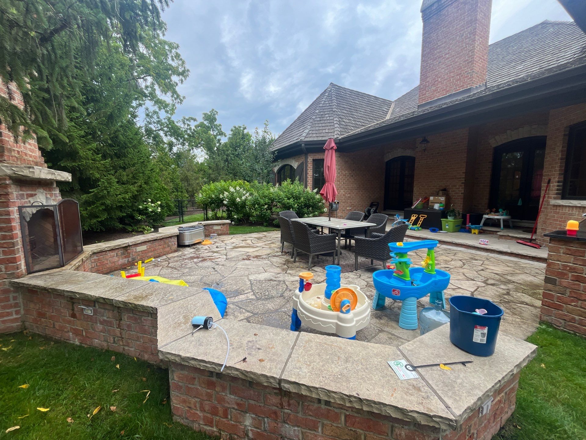 natural stone using Algaecide, soft wash soap by Northern Power Washing LLC.