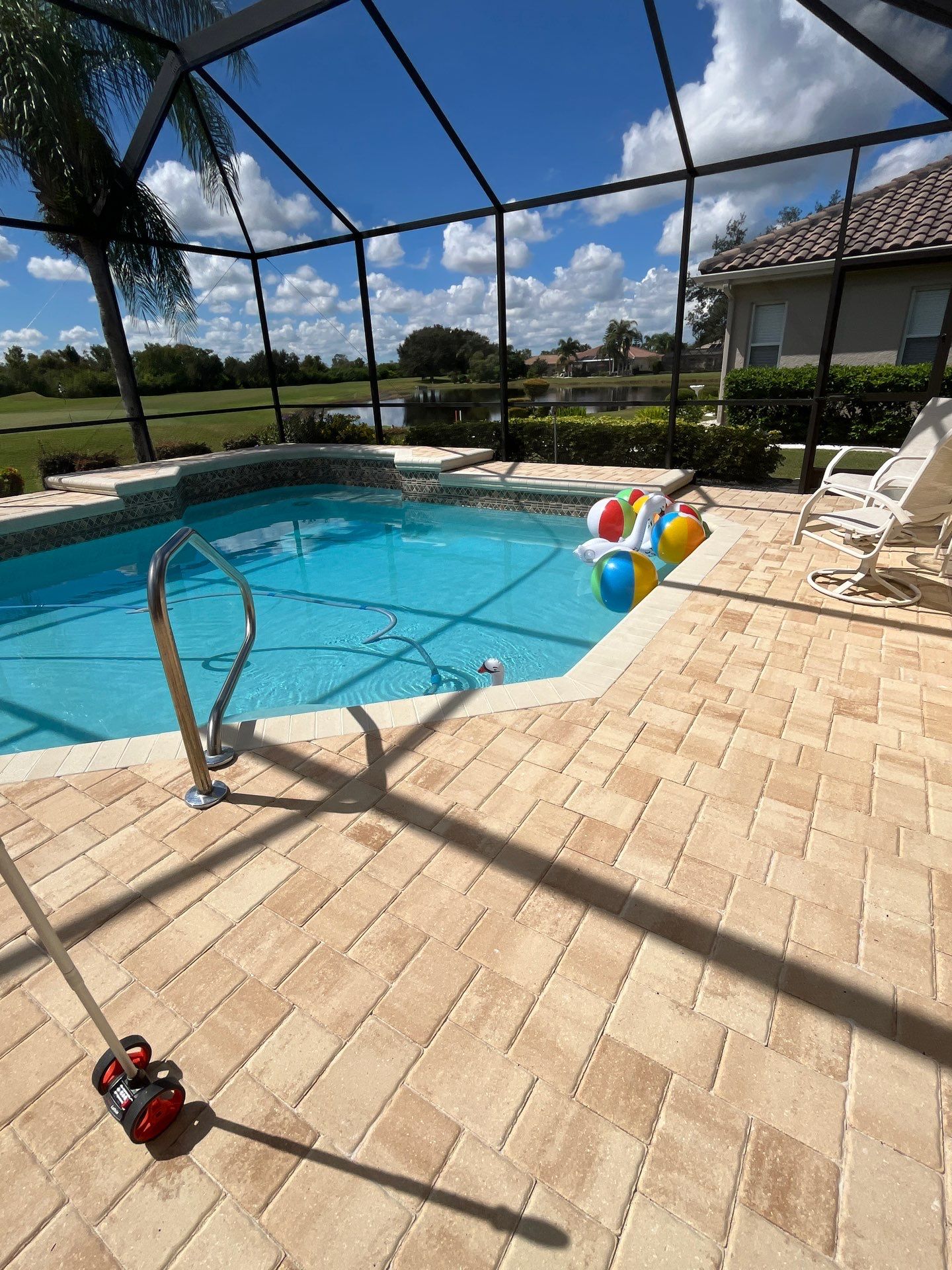 Custom Tan Paver Pool Deck and Patio in Sun City Center by Supreme Paver Experts