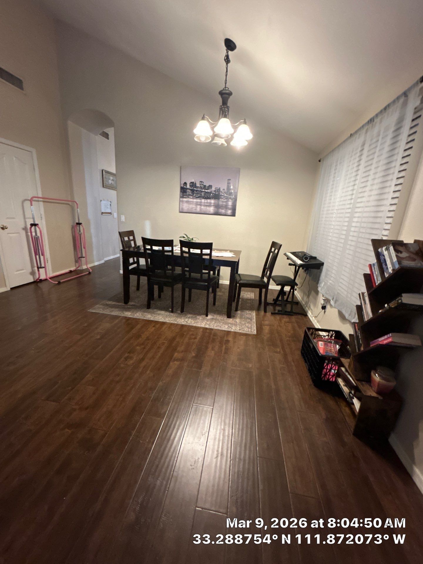 Interior Dining Room Renovation with Dark Wood Flooring by CompanyCam Sales Demo