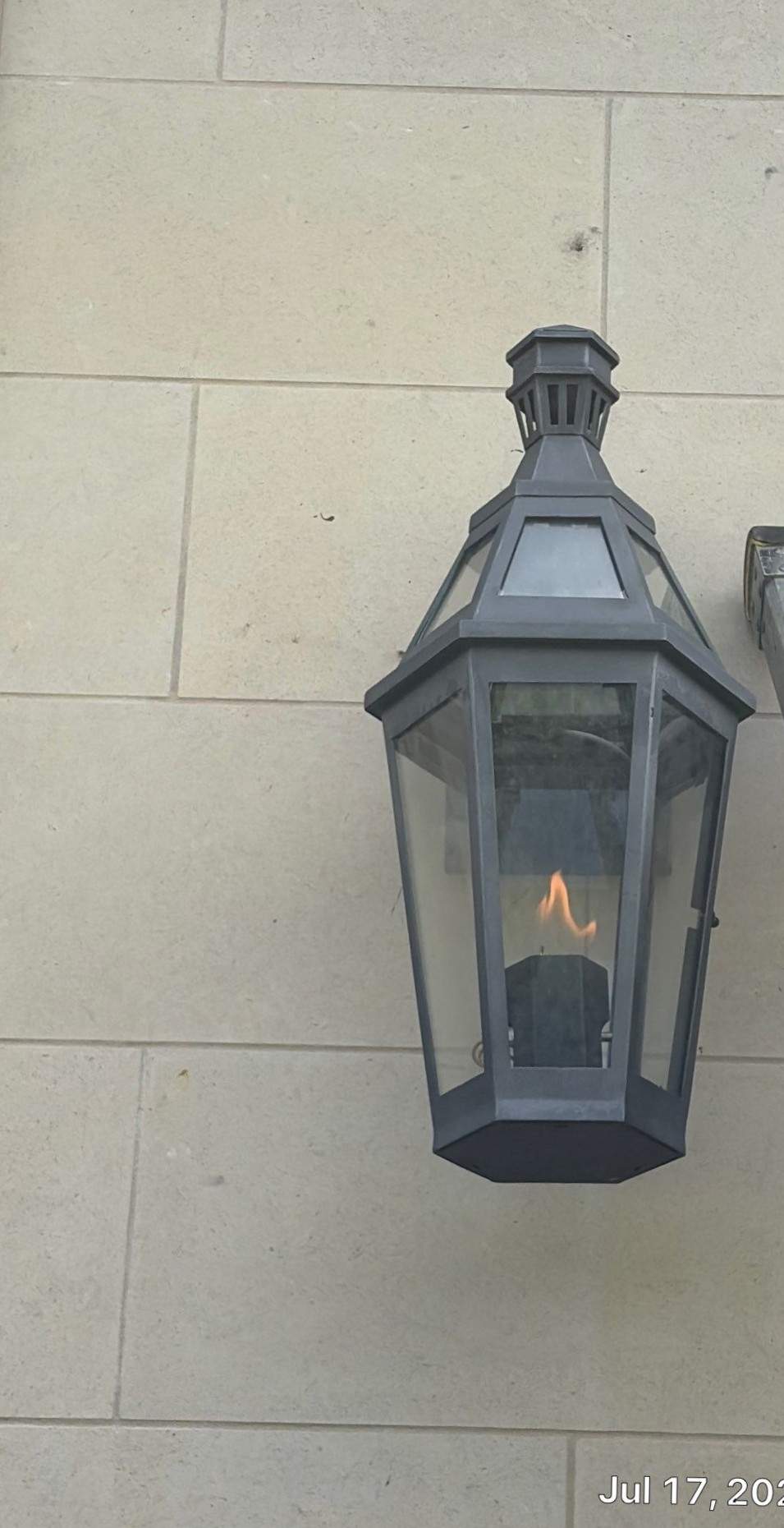 Custom Manual Gas Lantern Installation for Dallas Exterior by Solara Custom Living