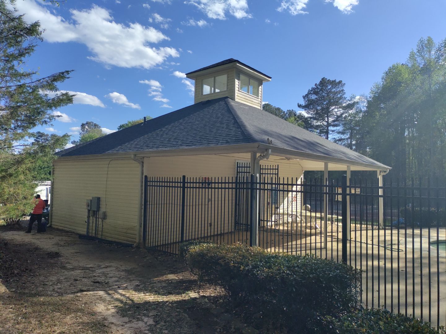 Pool House Roof Replacement using Owens Corning Onyx Black by Inspector Roofing and Restoration
