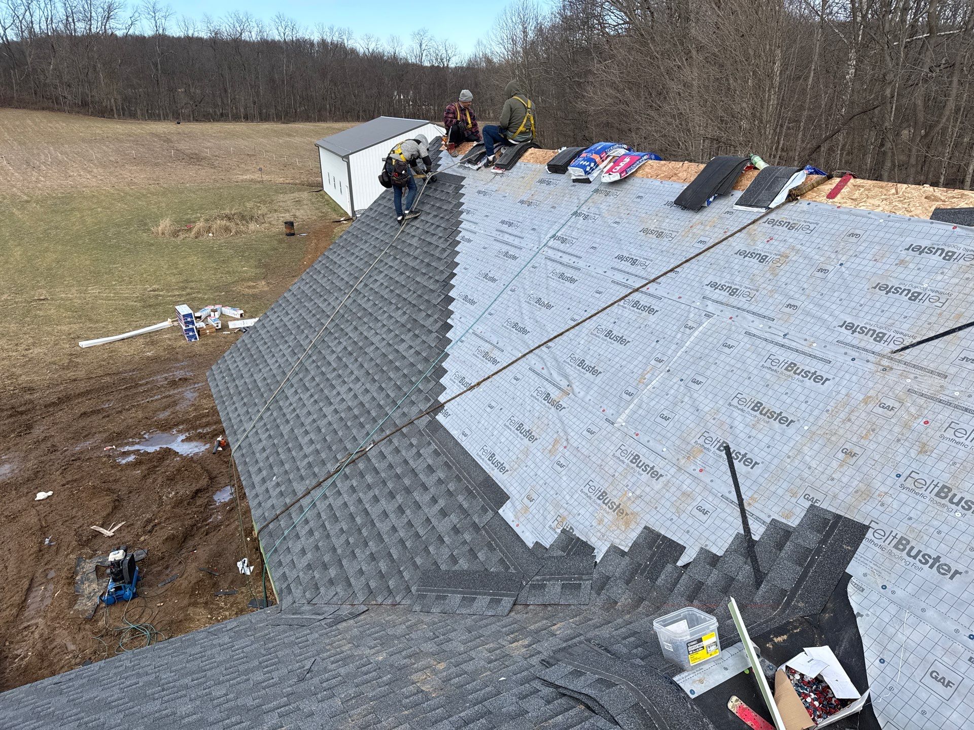 Residential Roofing Installation using Timberline HDZ Shingles - Williamsburg Slate by RoofX 