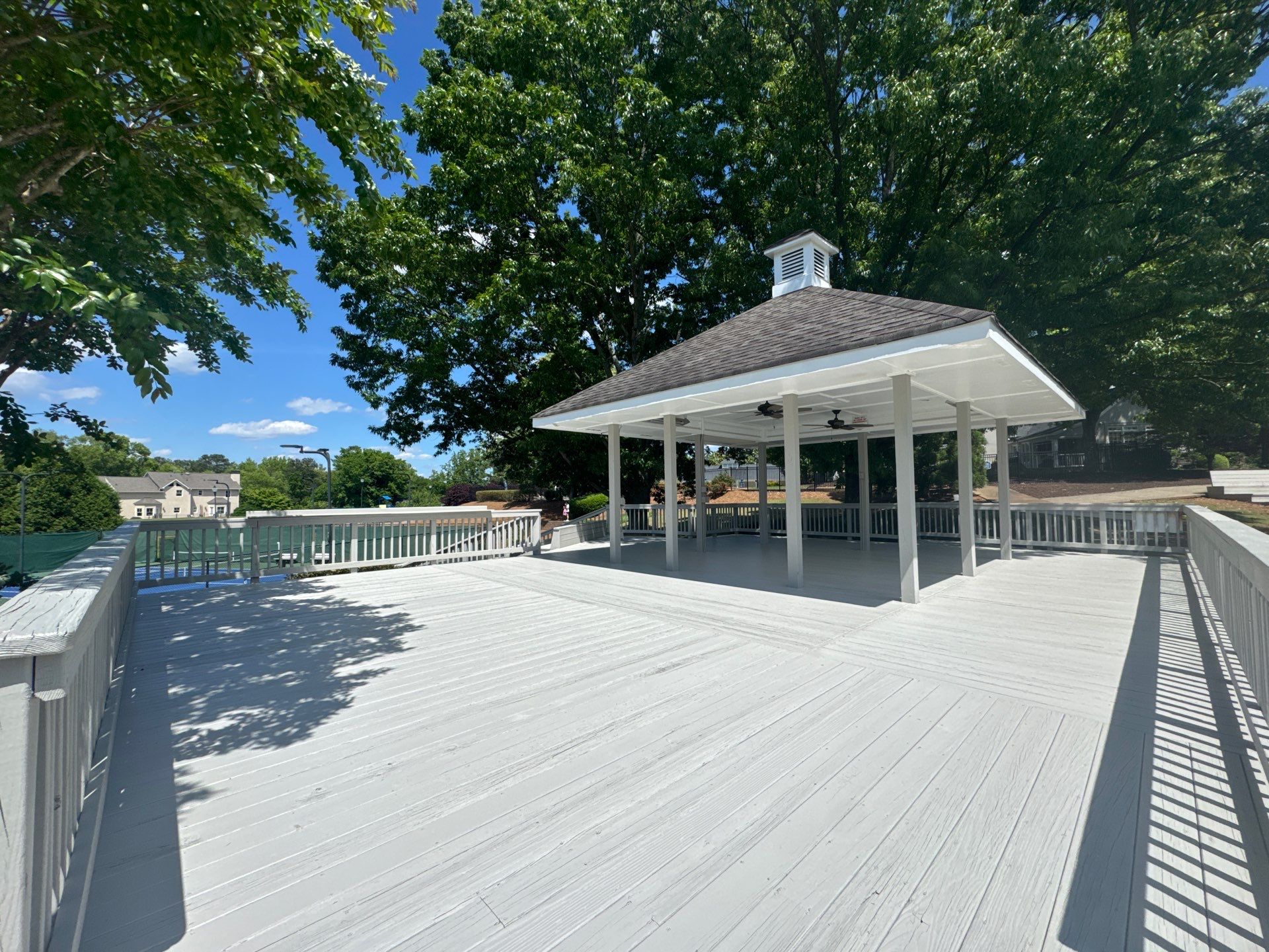 Exterior Deck and Pavilion Painting for Wexford Tennis Club in Roswell by Swift Home Renovations