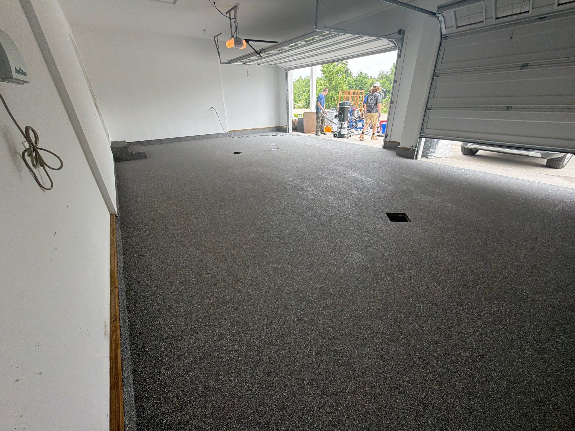 Custom Gray and White Epoxy Flake Garage Floor Installation by Gordon Painting