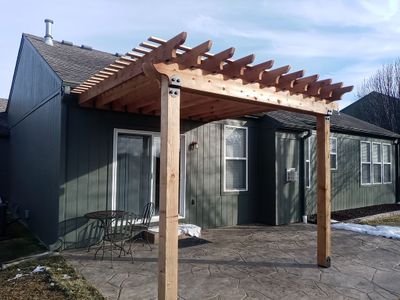 Back Yard Stamped Patio and Pergola