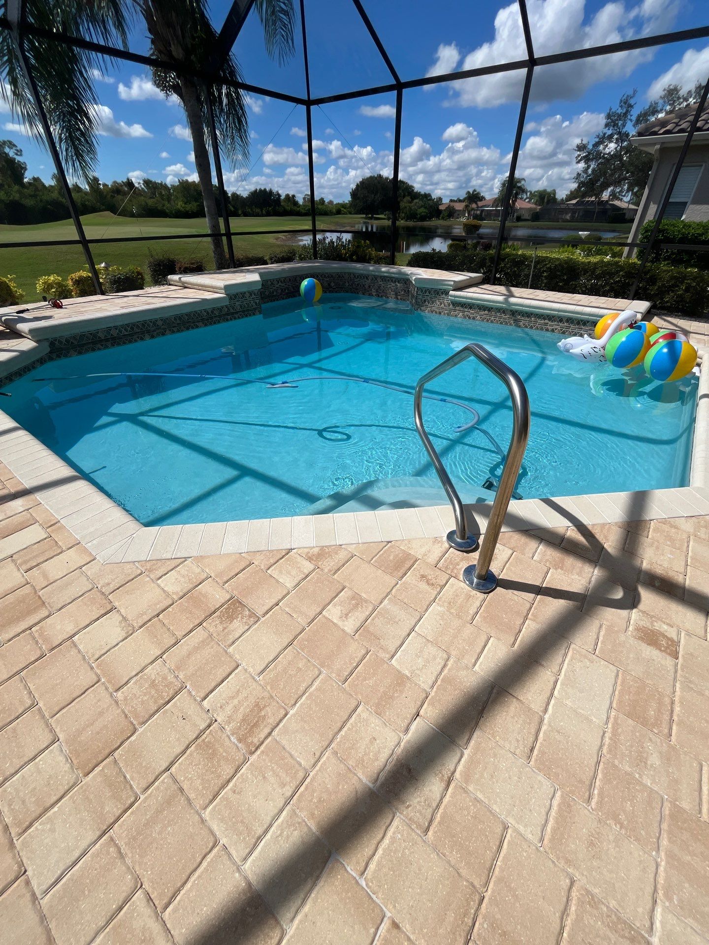 Custom Tan Paver Pool Deck and Patio in Sun City Center by Supreme Paver Experts